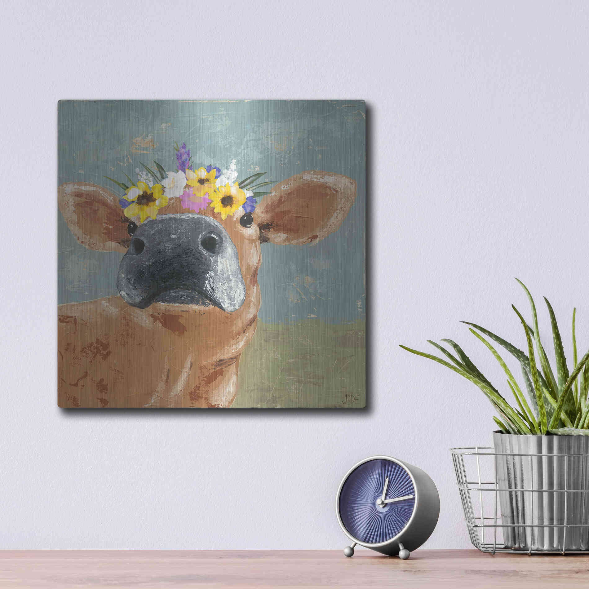 Luxe Metal Art 'Farm Fun II' by Jade Reynolds, Metal Wall Art,12x12