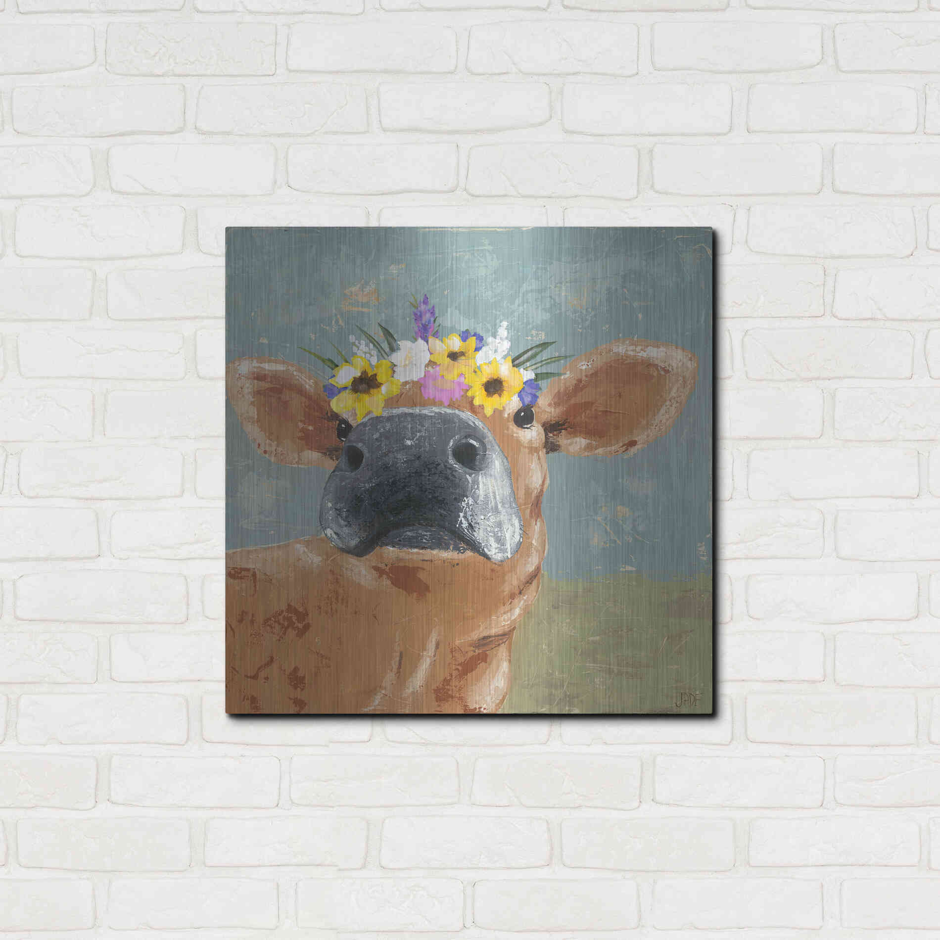 Luxe Metal Art 'Farm Fun II' by Jade Reynolds, Metal Wall Art,24x24