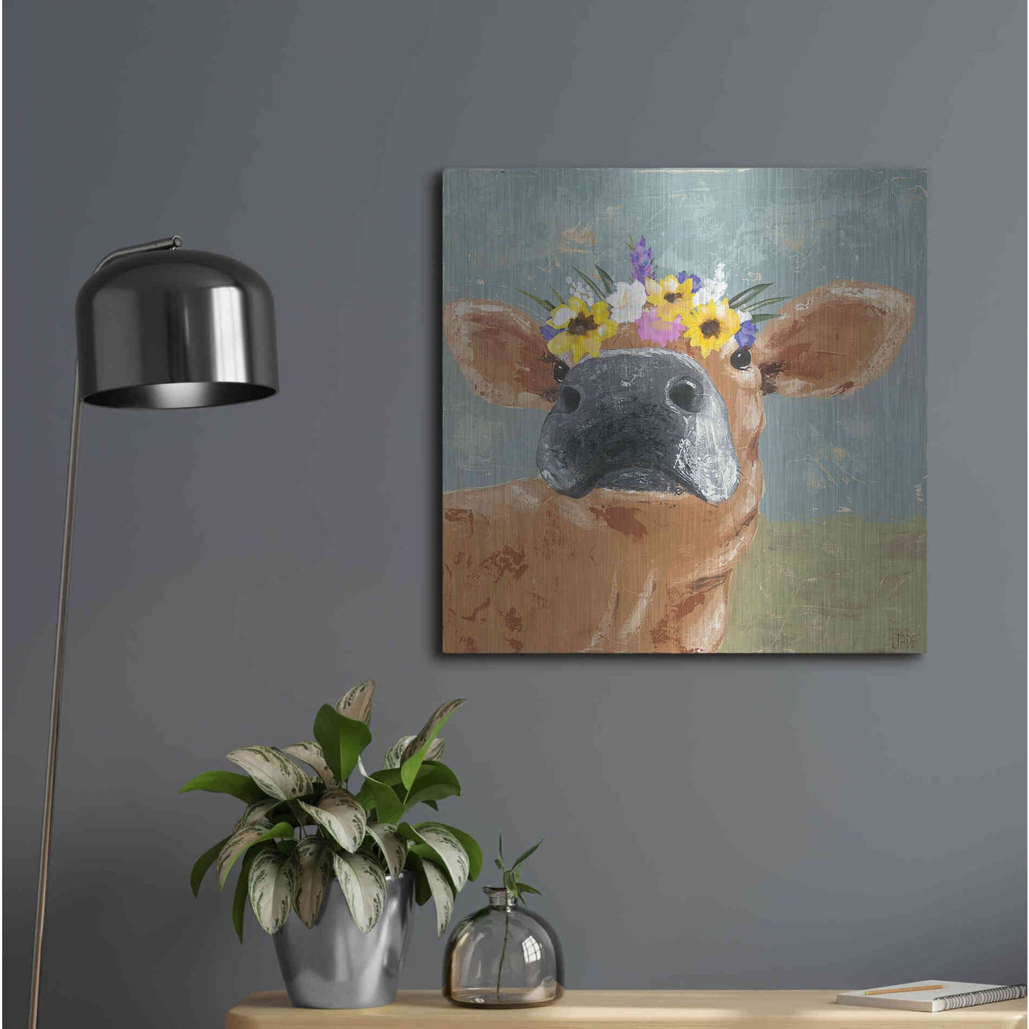 Luxe Metal Art 'Farm Fun II' by Jade Reynolds, Metal Wall Art,24x24