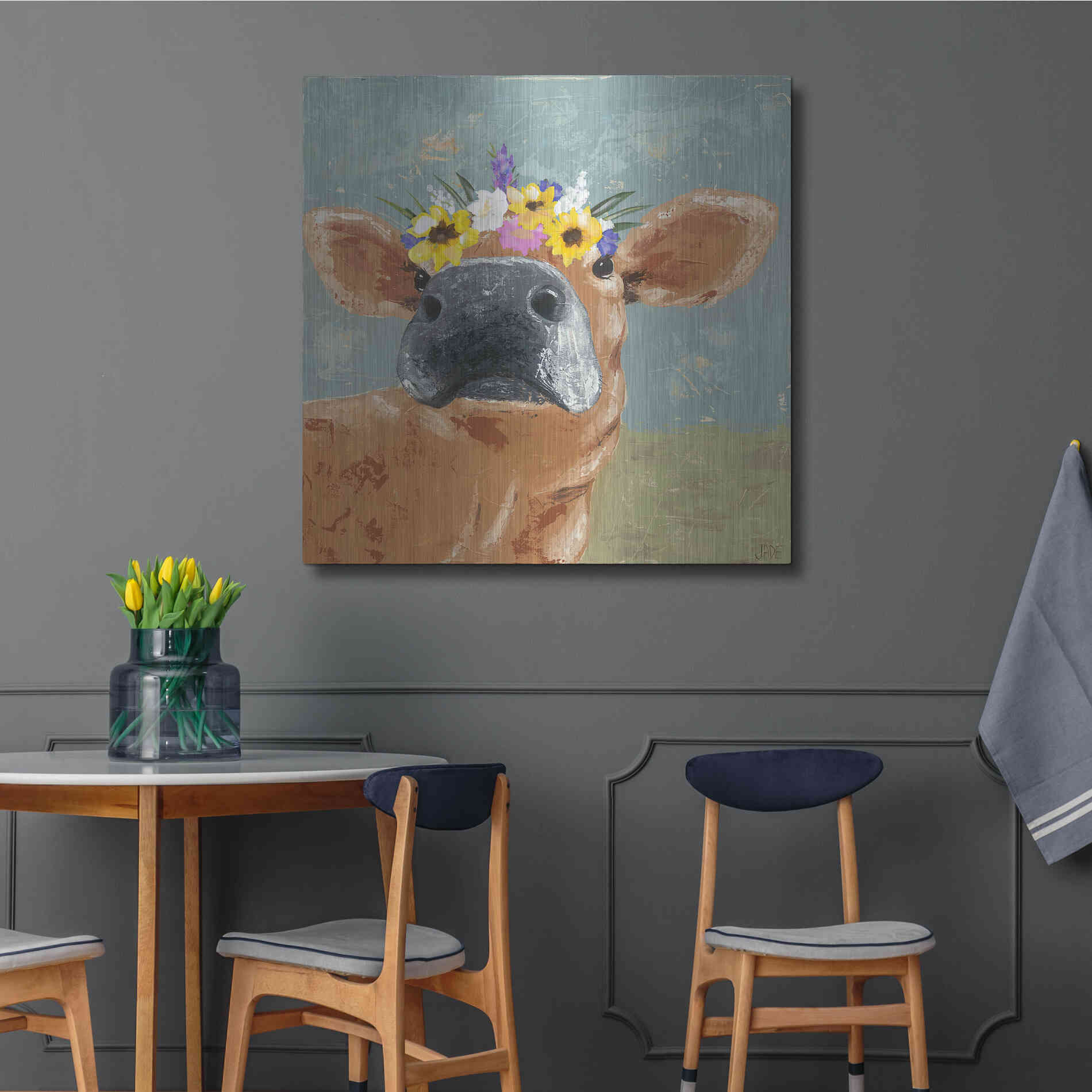 Luxe Metal Art 'Farm Fun II' by Jade Reynolds, Metal Wall Art,36x36