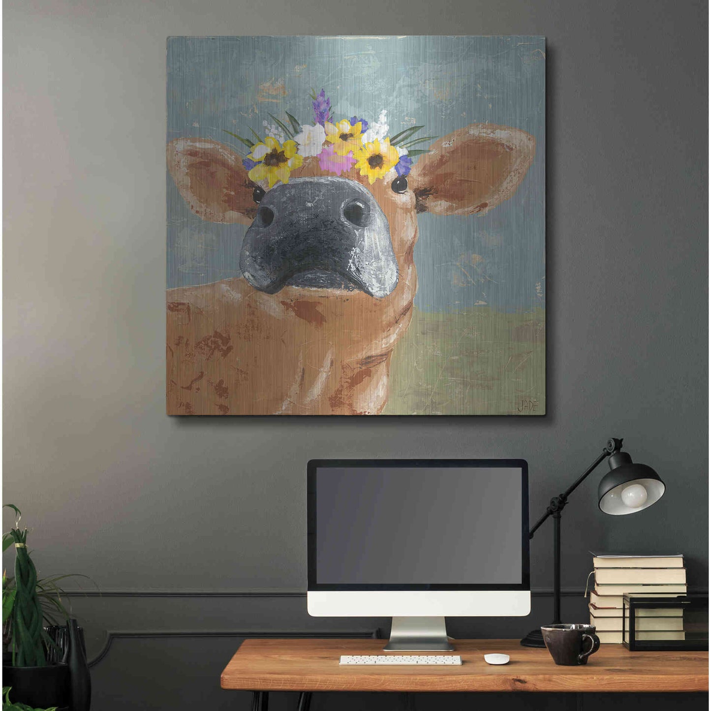 Luxe Metal Art 'Farm Fun II' by Jade Reynolds, Metal Wall Art,36x36