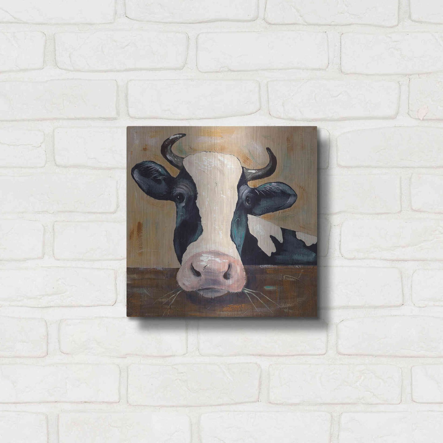 Luxe Metal Art 'Farm Life-Gunther' by Jade Reynolds, Metal Wall Art,12x12