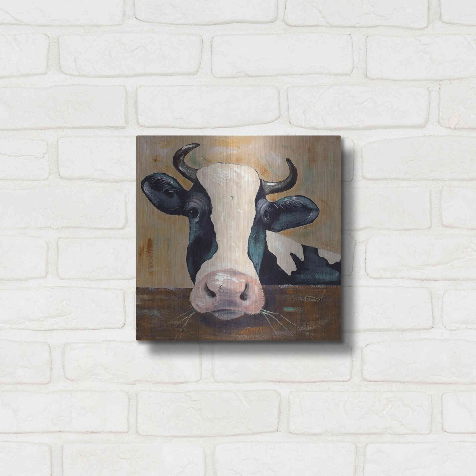 Luxe Metal Art 'Farm Life-Gunther' by Jade Reynolds, Metal Wall Art,12x12