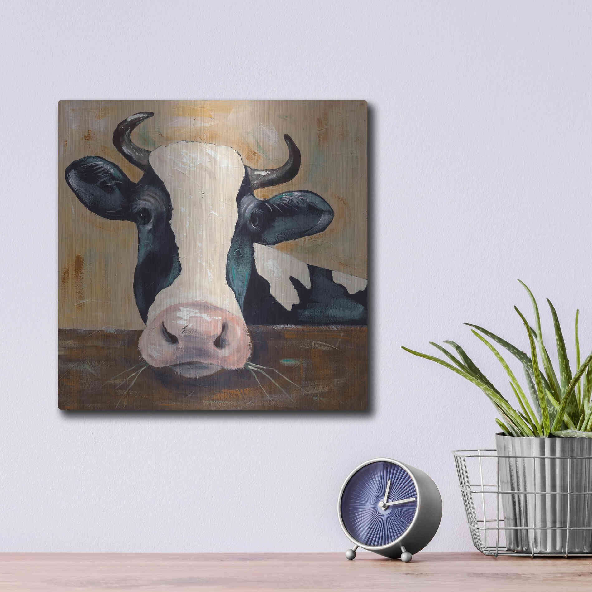 Luxe Metal Art 'Farm Life-Gunther' by Jade Reynolds, Metal Wall Art,12x12