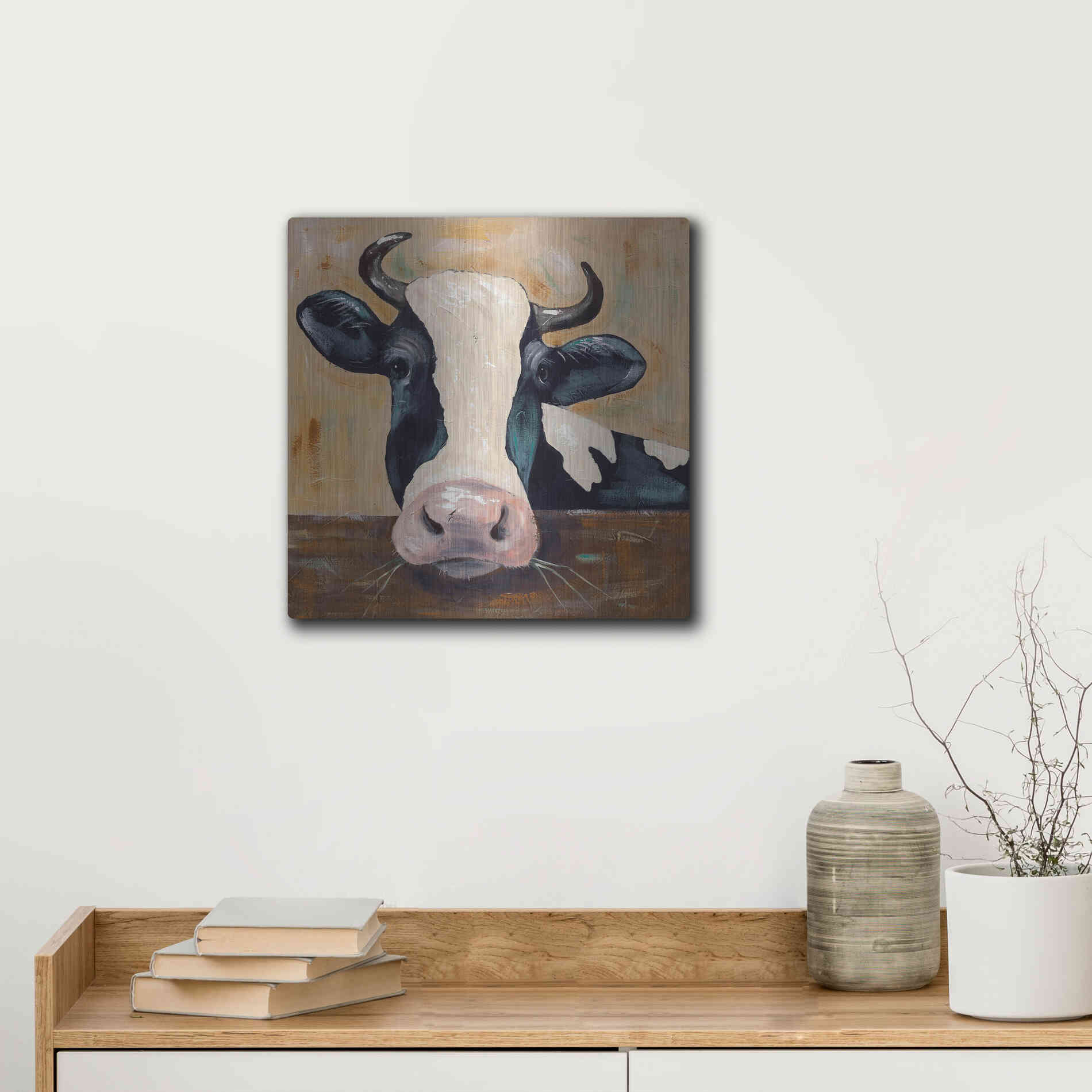 Luxe Metal Art 'Farm Life-Gunther' by Jade Reynolds, Metal Wall Art,12x12