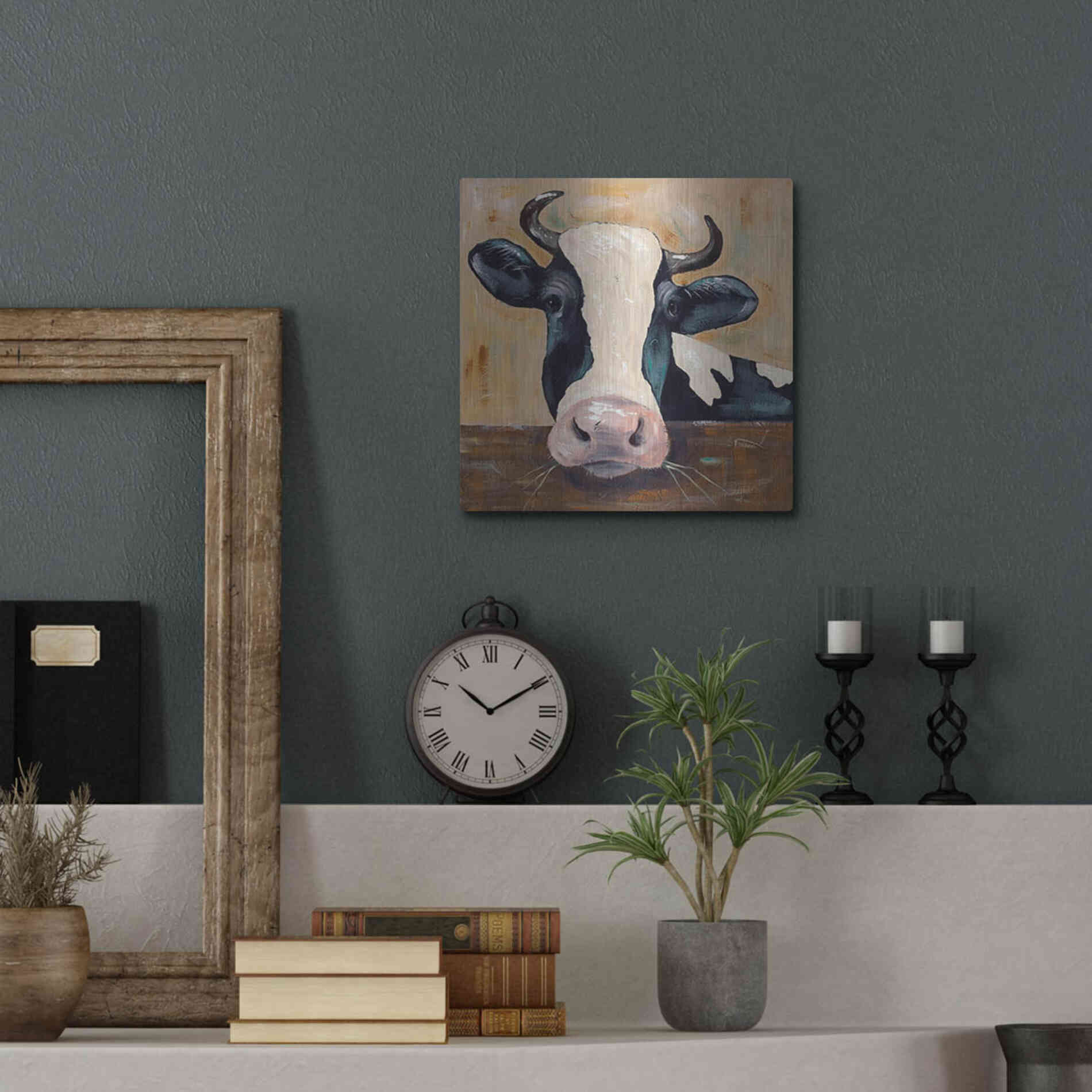 Luxe Metal Art 'Farm Life-Gunther' by Jade Reynolds, Metal Wall Art,12x12