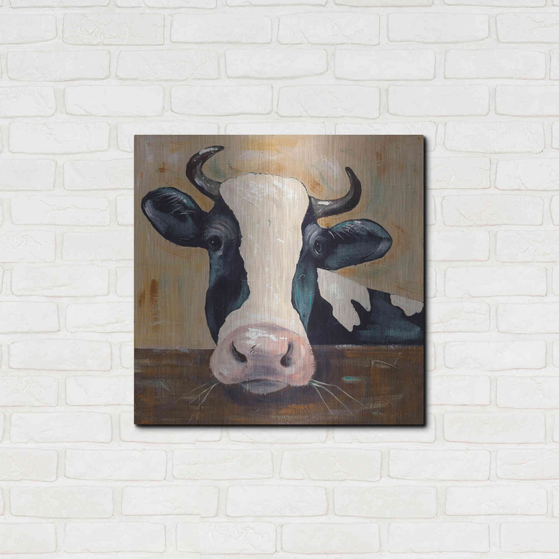 Luxe Metal Art 'Farm Life-Gunther' by Jade Reynolds, Metal Wall Art,24x24