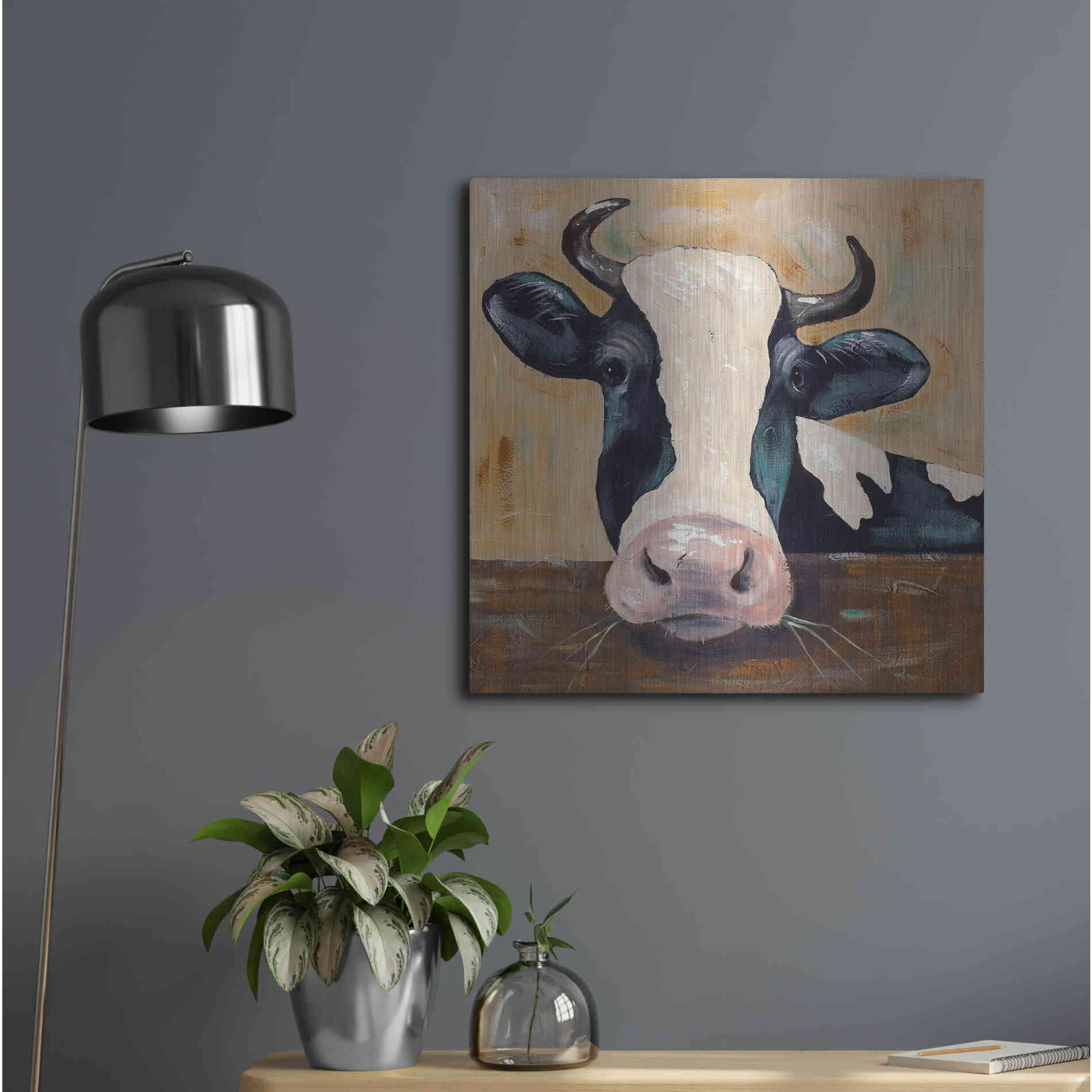 Luxe Metal Art 'Farm Life-Gunther' by Jade Reynolds, Metal Wall Art,24x24