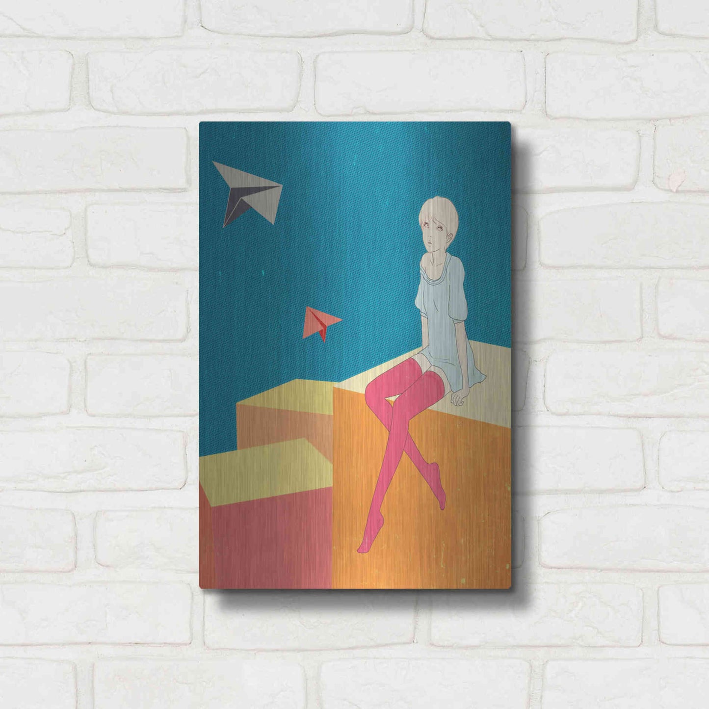 Luxe Metal Art 'Paper Airplanes' by Sai Tamiya, Metal Wall Art,12x16