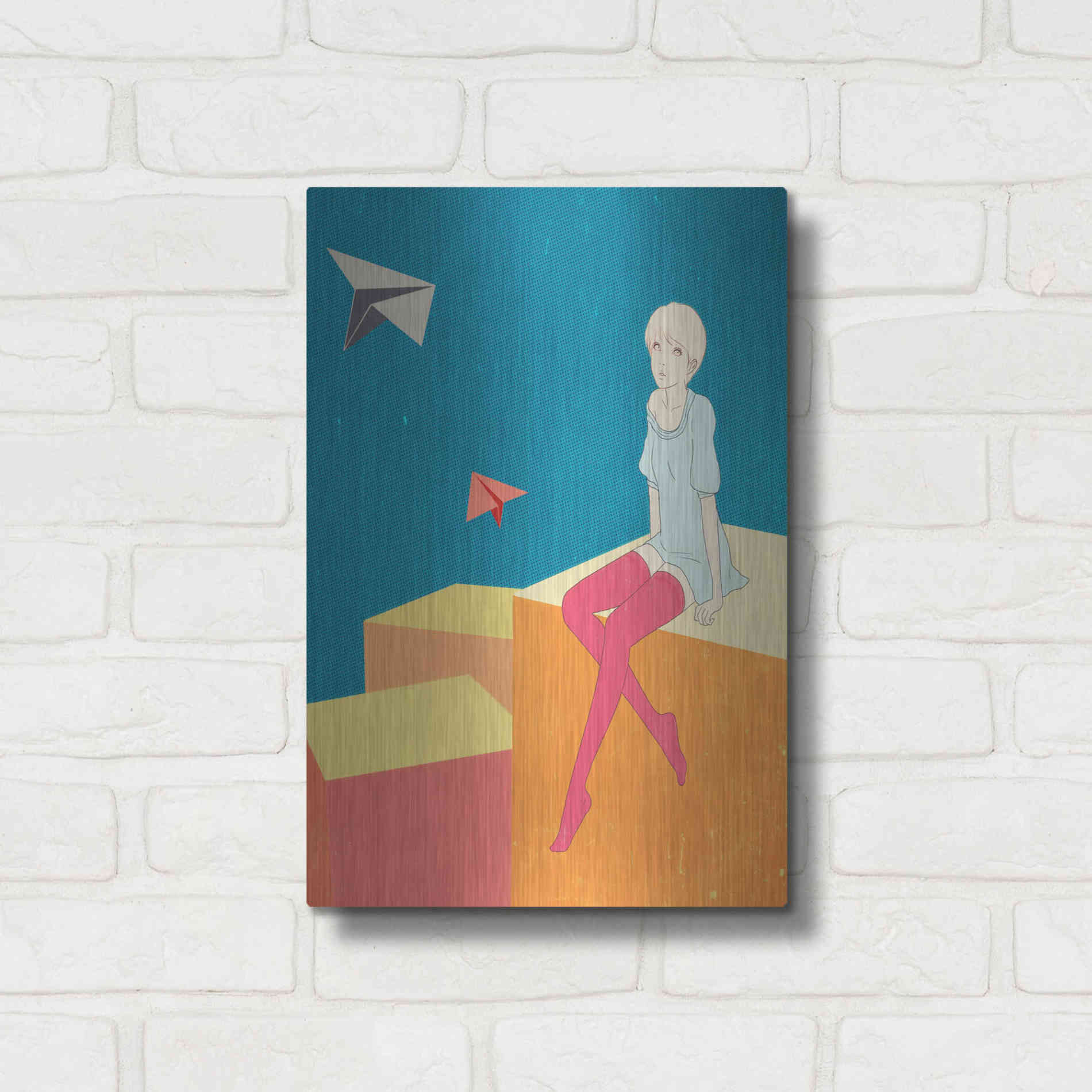 Luxe Metal Art 'Paper Airplanes' by Sai Tamiya, Metal Wall Art,12x16