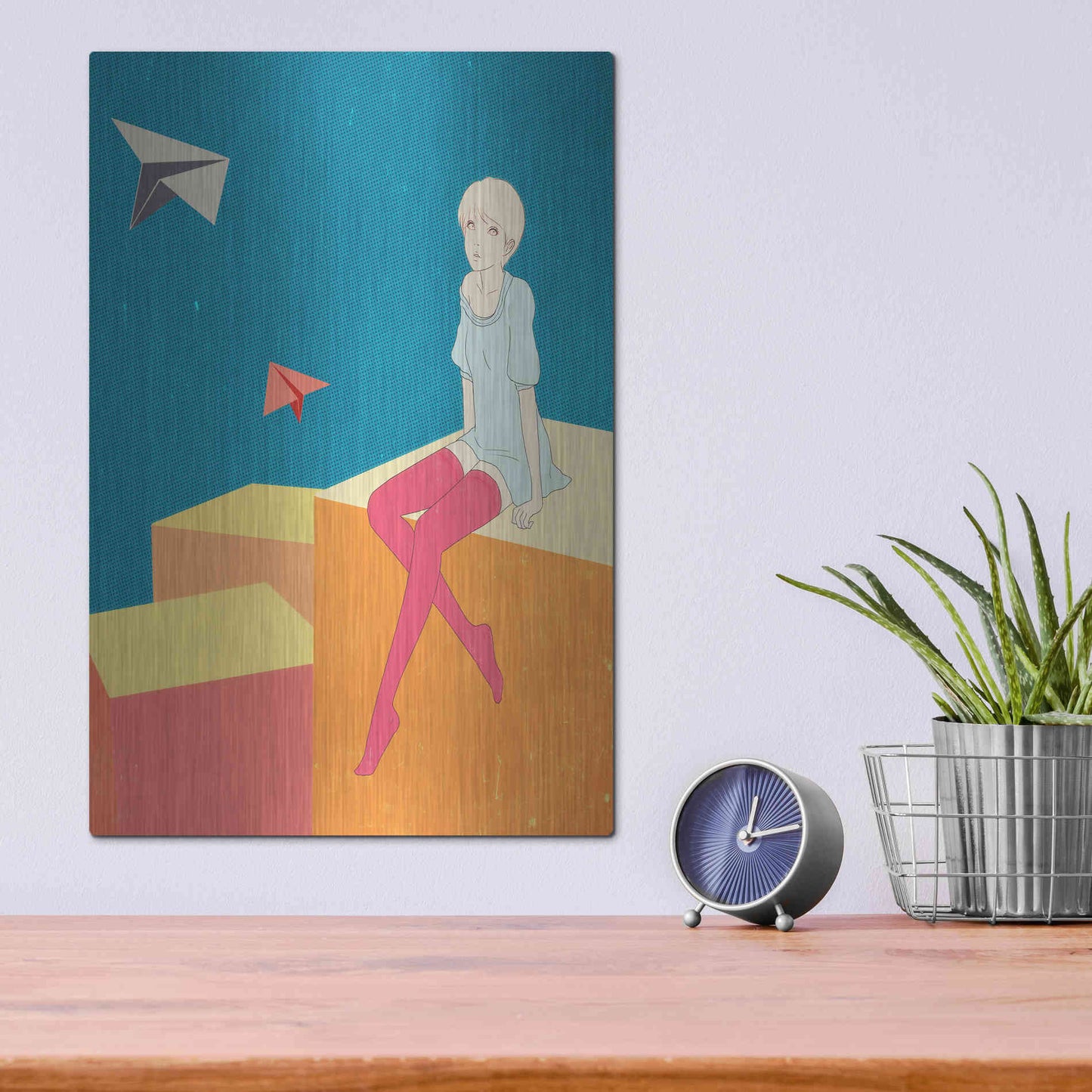 Luxe Metal Art 'Paper Airplanes' by Sai Tamiya, Metal Wall Art,12x16