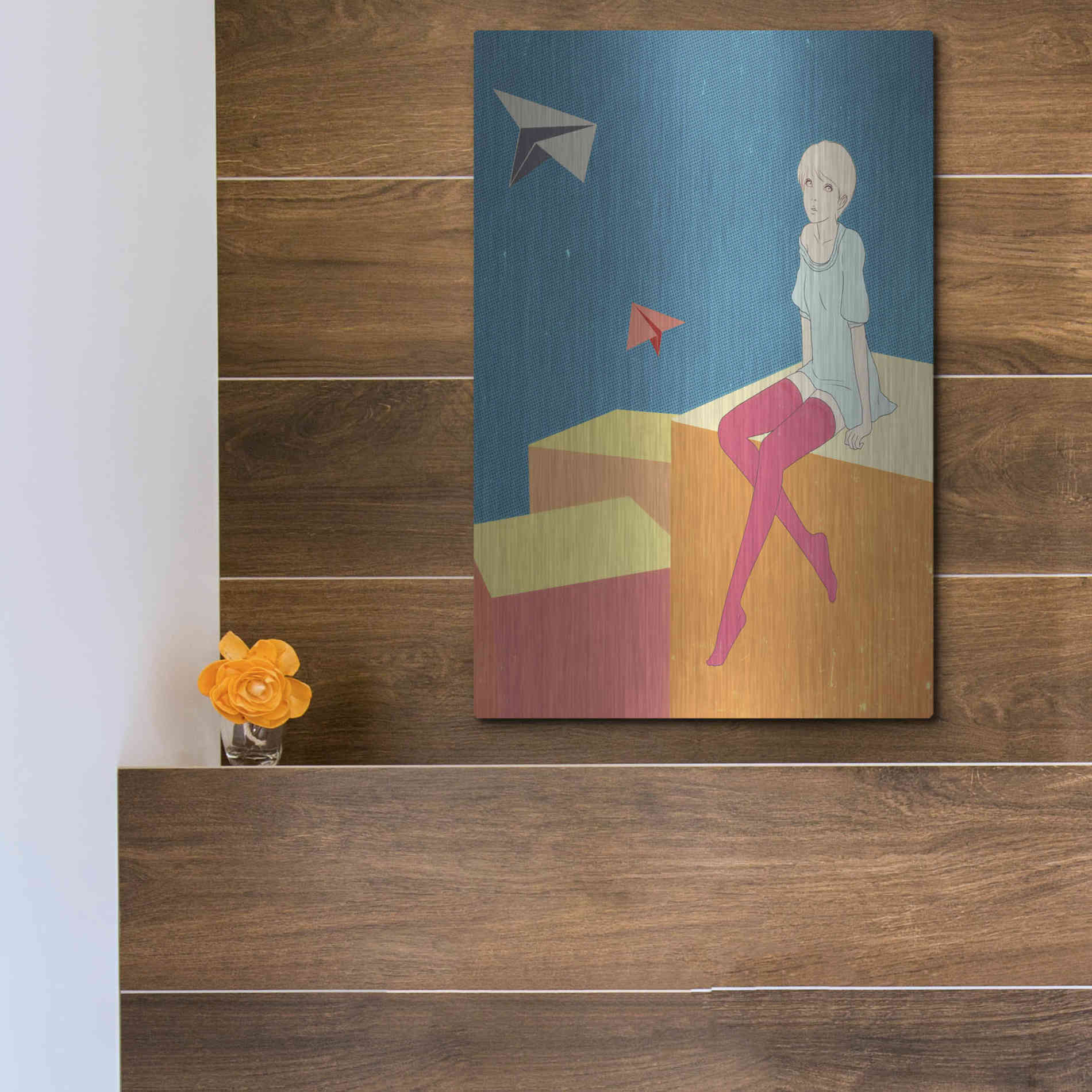 Luxe Metal Art 'Paper Airplanes' by Sai Tamiya, Metal Wall Art,12x16