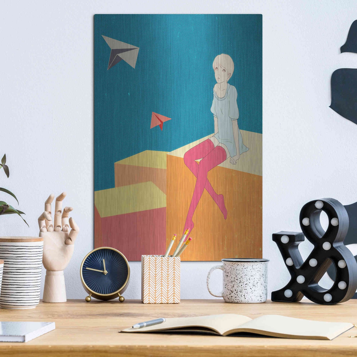 Luxe Metal Art 'Paper Airplanes' by Sai Tamiya, Metal Wall Art,12x16