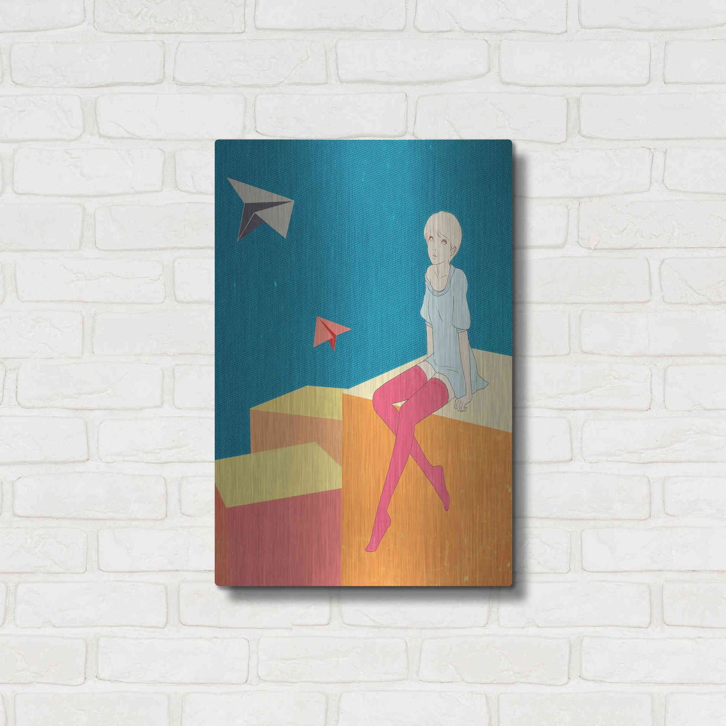 Luxe Metal Art 'Paper Airplanes' by Sai Tamiya, Metal Wall Art,16x24