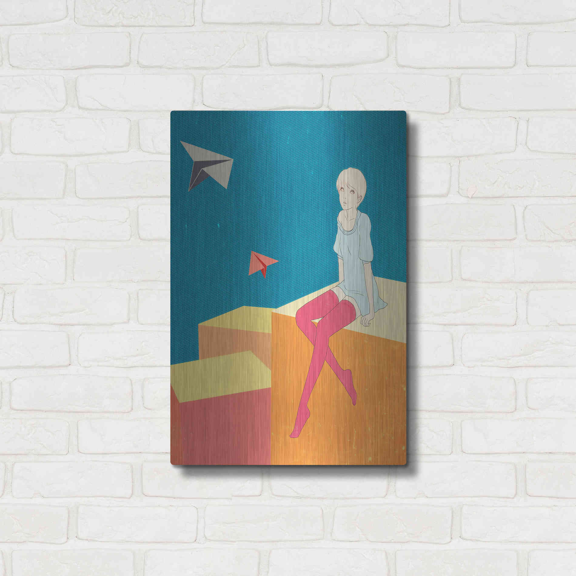 Luxe Metal Art 'Paper Airplanes' by Sai Tamiya, Metal Wall Art,16x24