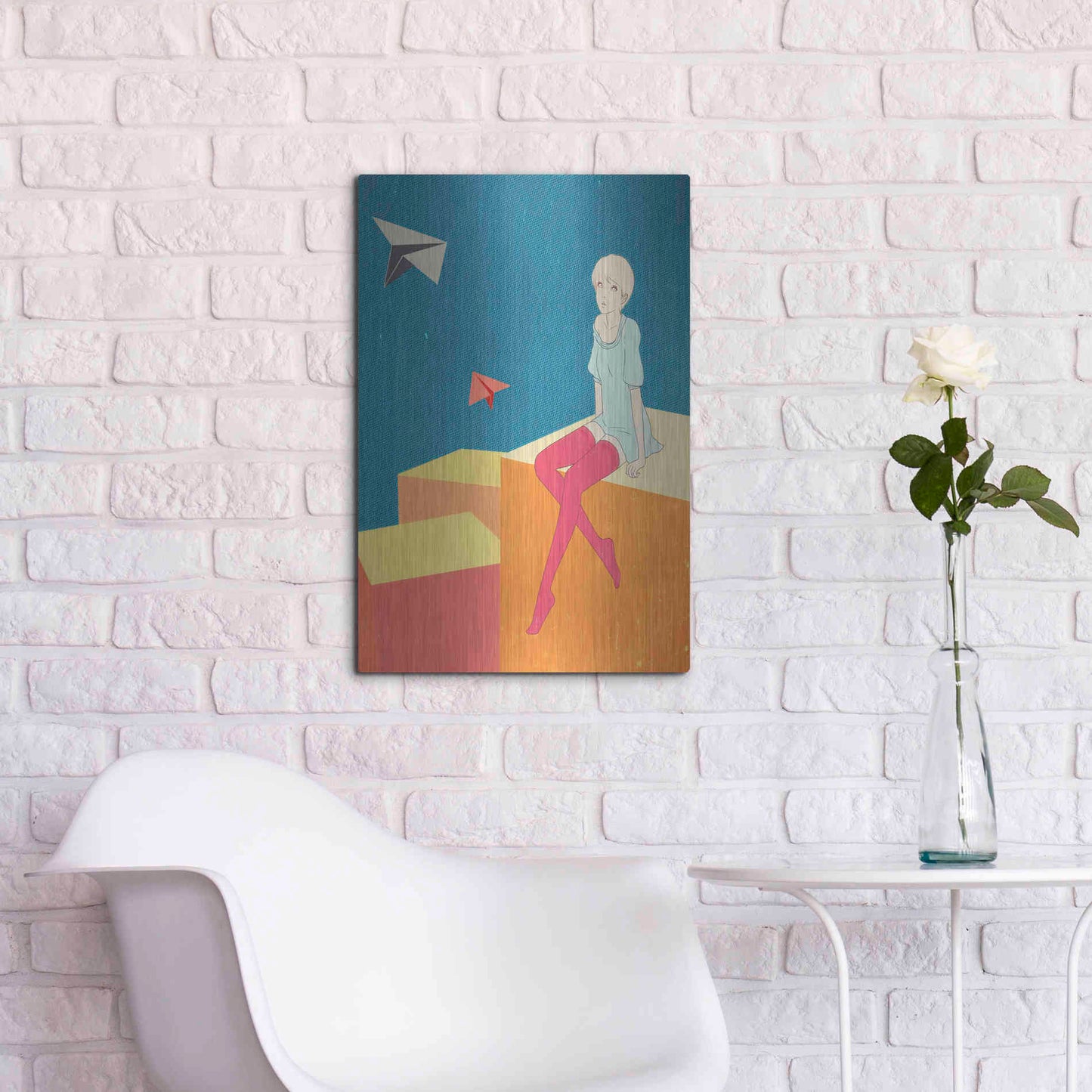 Luxe Metal Art 'Paper Airplanes' by Sai Tamiya, Metal Wall Art,16x24