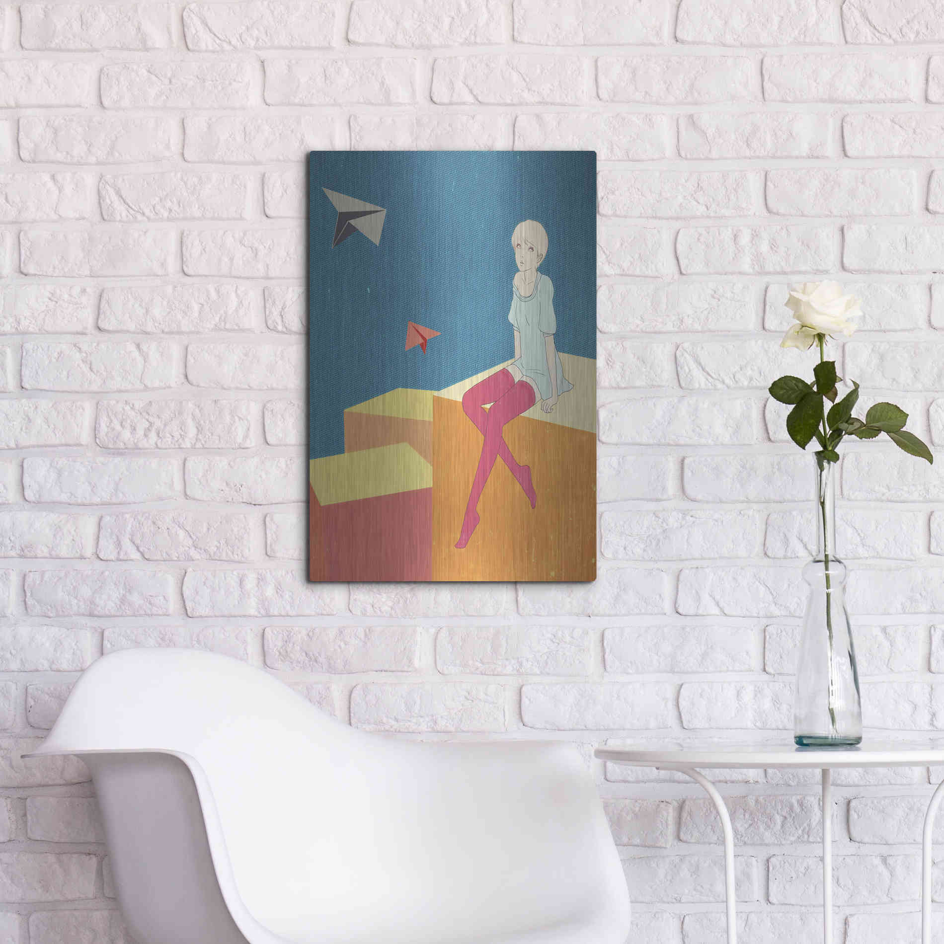 Luxe Metal Art 'Paper Airplanes' by Sai Tamiya, Metal Wall Art,16x24