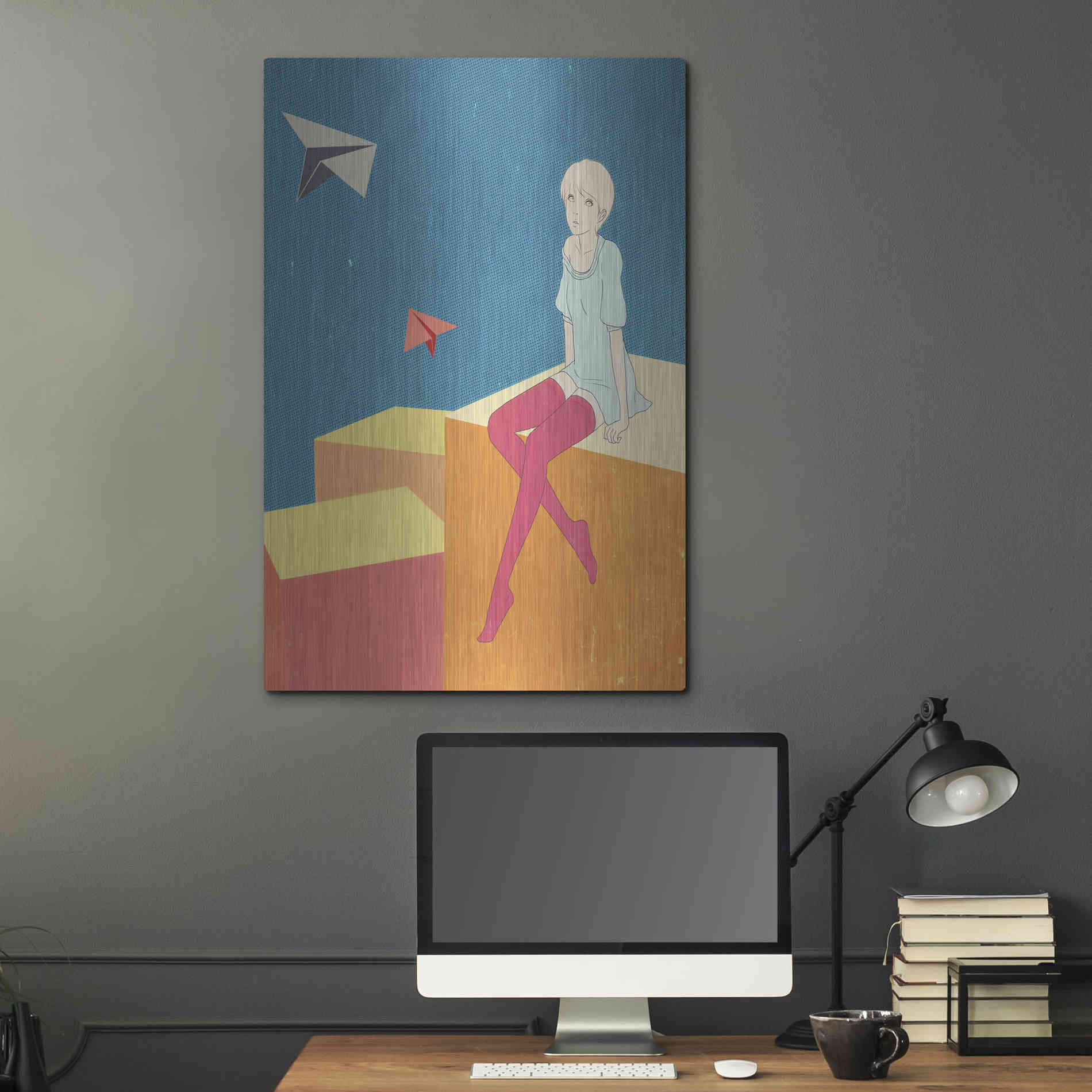 Luxe Metal Art 'Paper Airplanes' by Sai Tamiya, Metal Wall Art,24x36