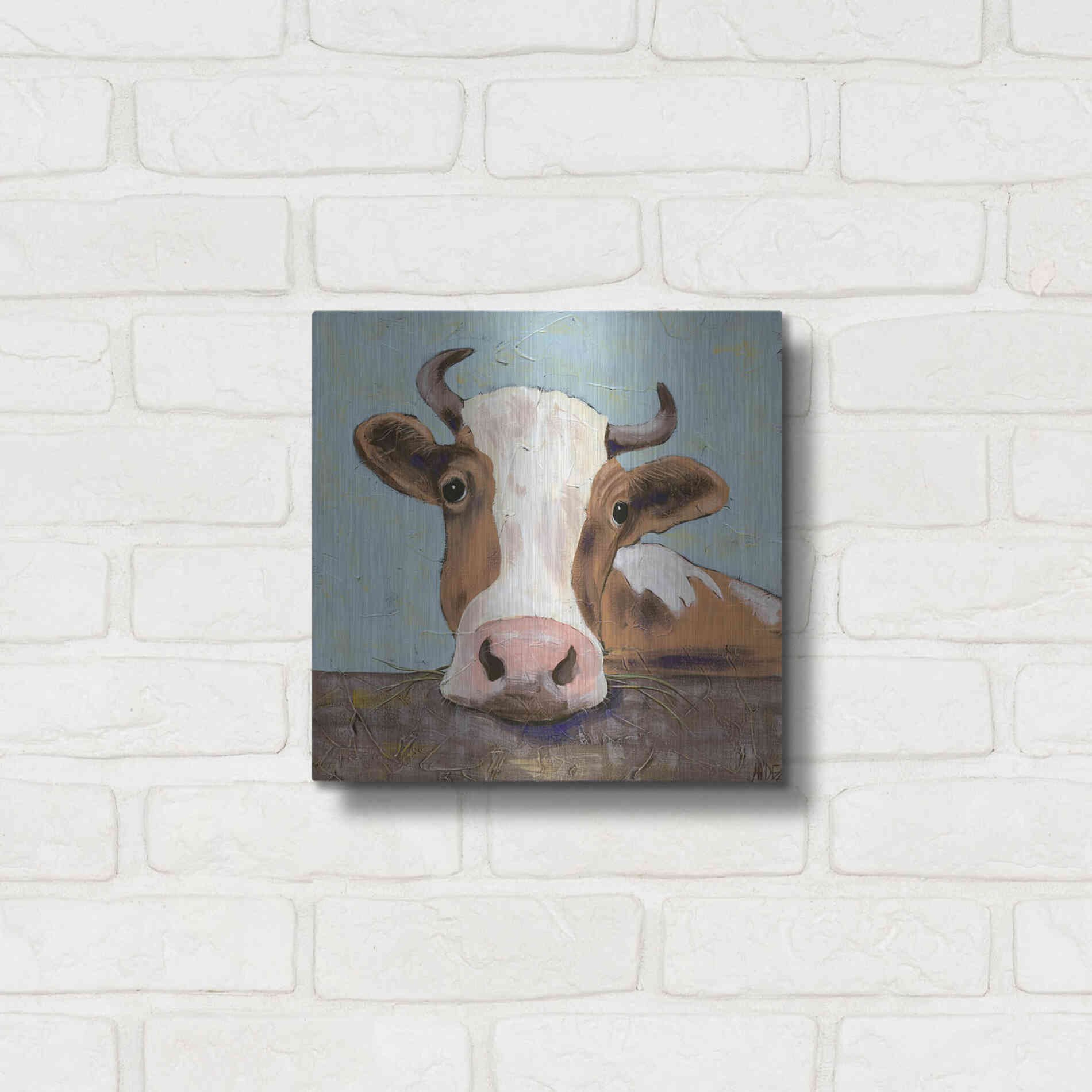 Luxe Metal Art 'Bessy' by Jade Reynolds, Metal Wall Art,12x12