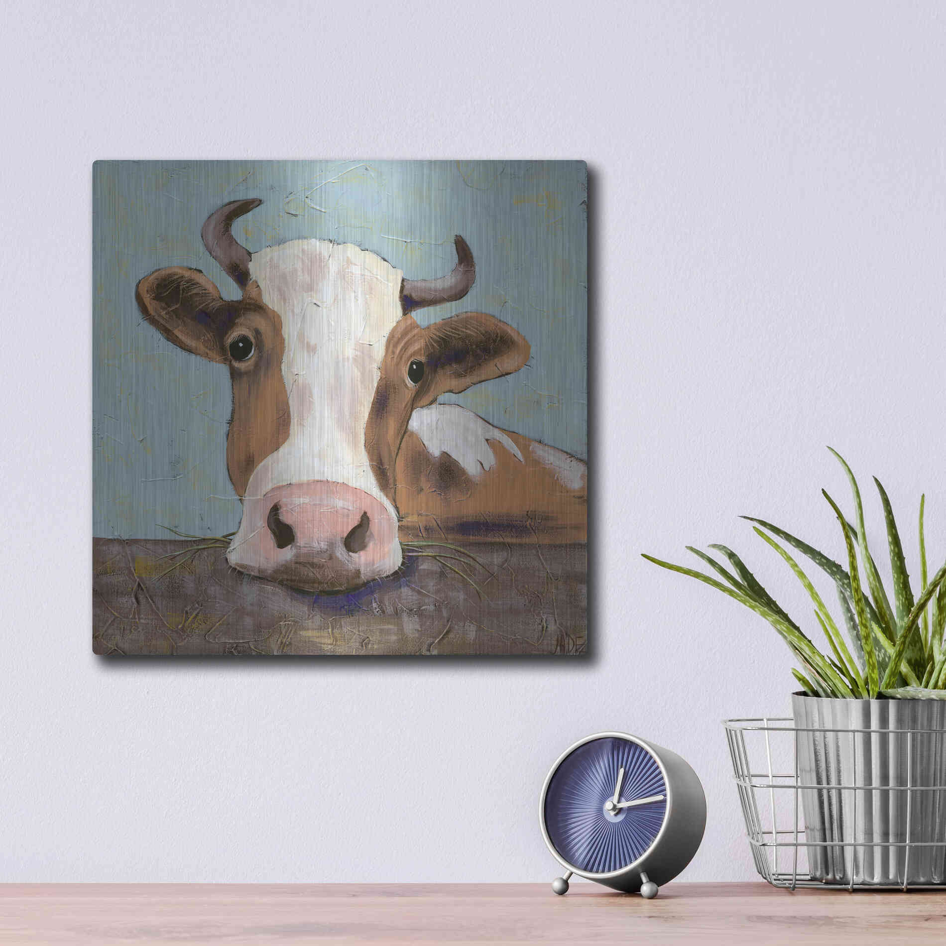 Luxe Metal Art 'Bessy' by Jade Reynolds, Metal Wall Art,12x12