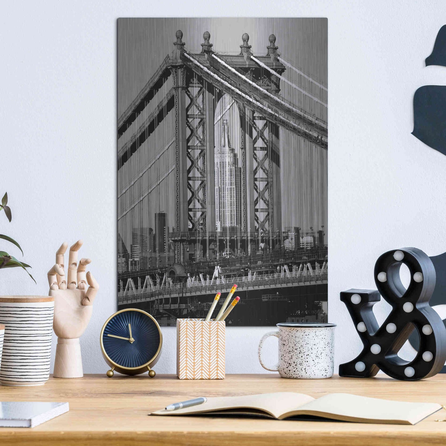 Luxe Metal Art 'Bridges of NYC I' by Jeff Pica, Metal Wall Art,12x16