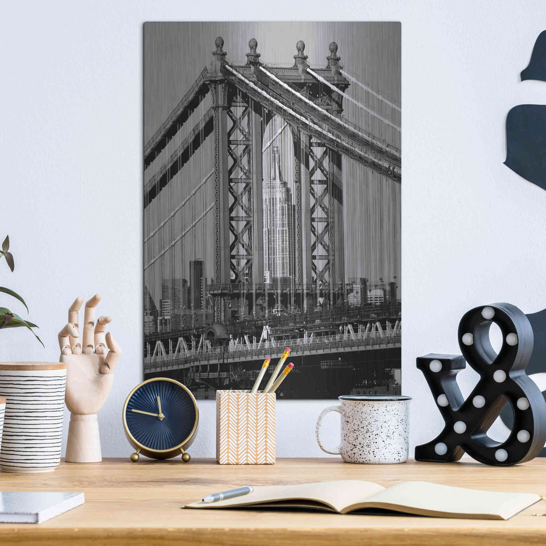 Luxe Metal Art 'Bridges of NYC I' by Jeff Pica, Metal Wall Art,12x16