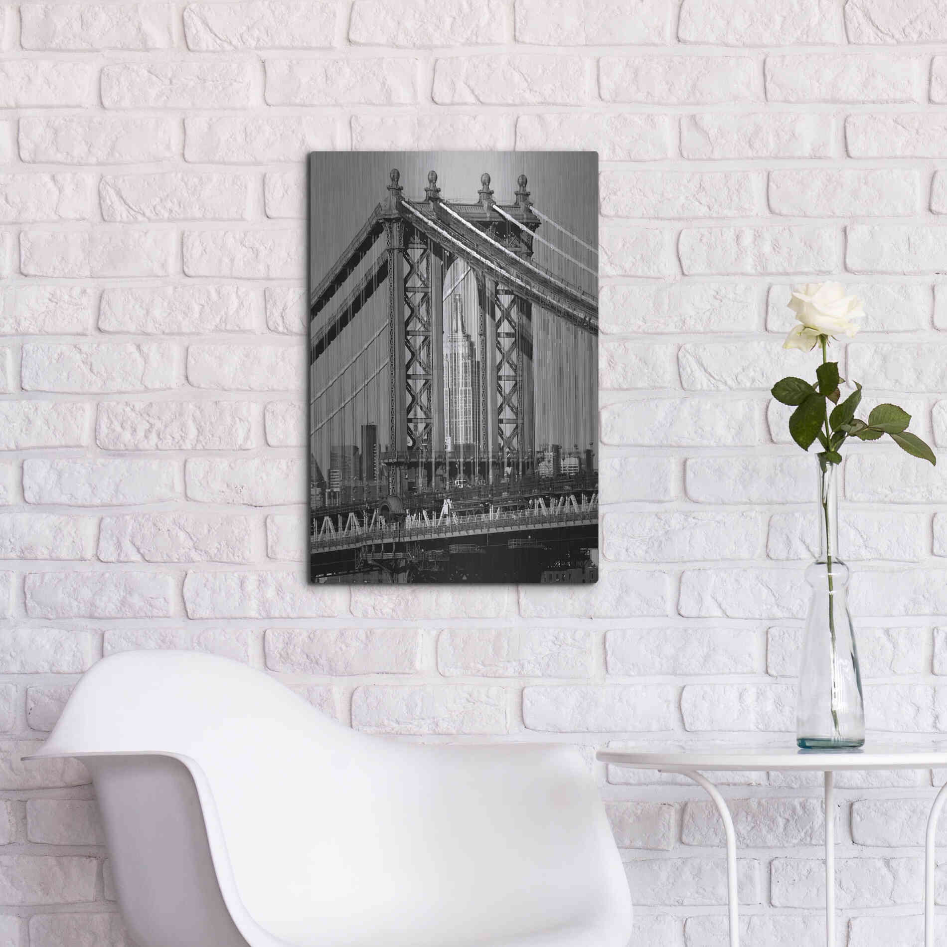 Luxe Metal Art 'Bridges of NYC I' by Jeff Pica, Metal Wall Art,16x24