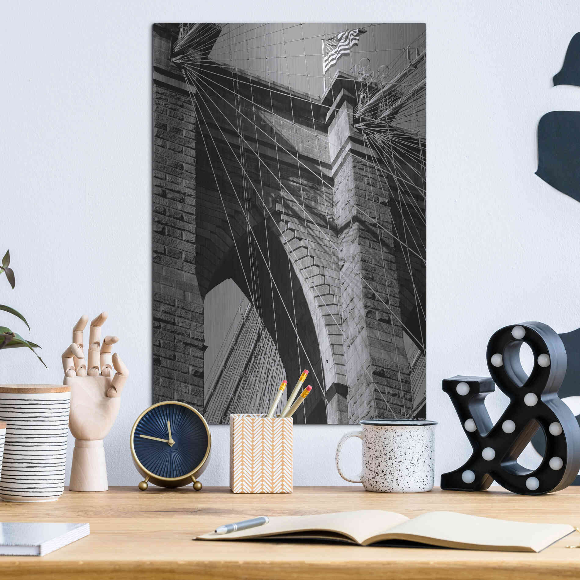 Luxe Metal Art 'Bridges of NYC III' by Jeff Pica, Metal Wall Art,12x16