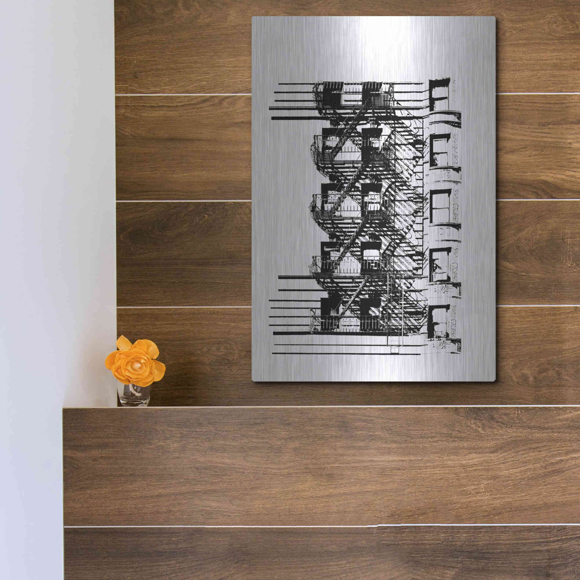 Luxe Metal Art 'NYC in Pure BandW XV' by Jeff Pica, Metal Wall Art,12x16