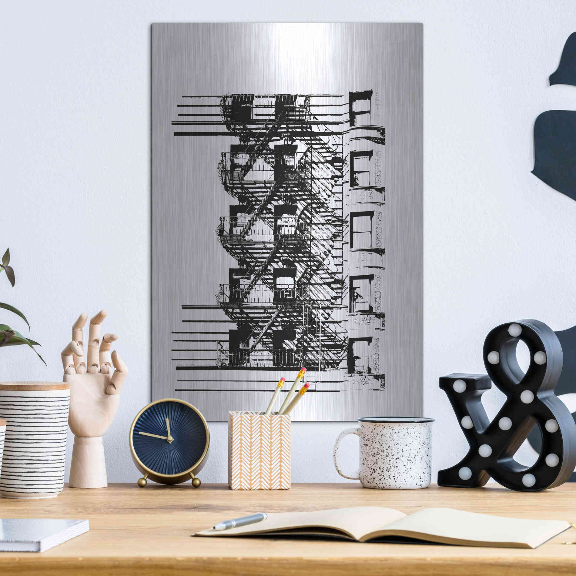 Luxe Metal Art 'NYC in Pure BandW XV' by Jeff Pica, Metal Wall Art,12x16