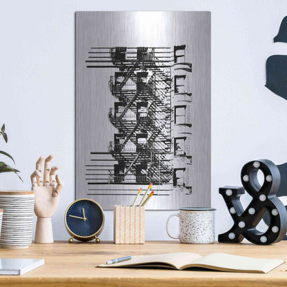 Luxe Metal Art 'NYC in Pure BandW XV' by Jeff Pica, Metal Wall Art,12x16