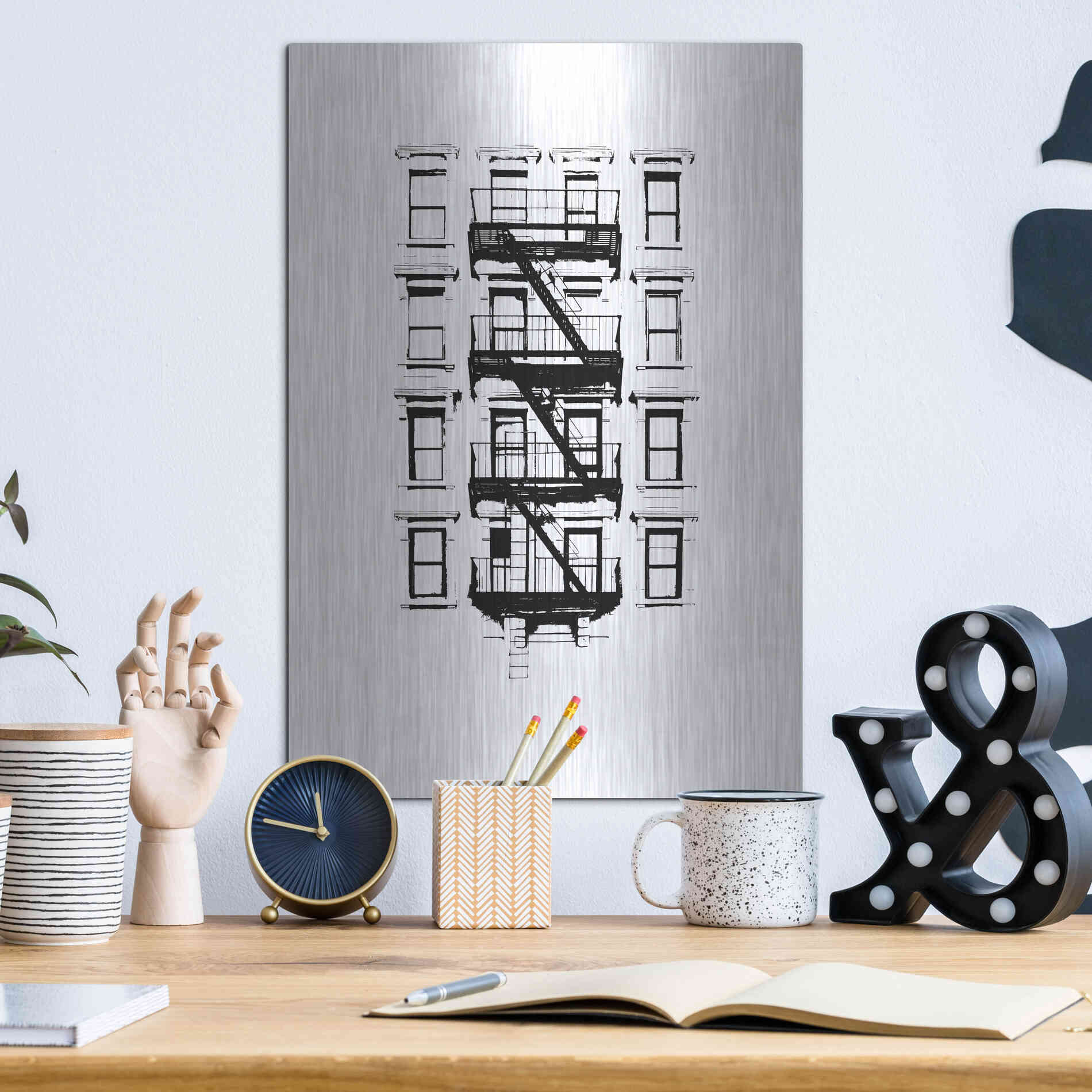 Luxe Metal Art 'NYC in Pure BandW XII' by Jeff Pica, Metal Wall Art,12x16