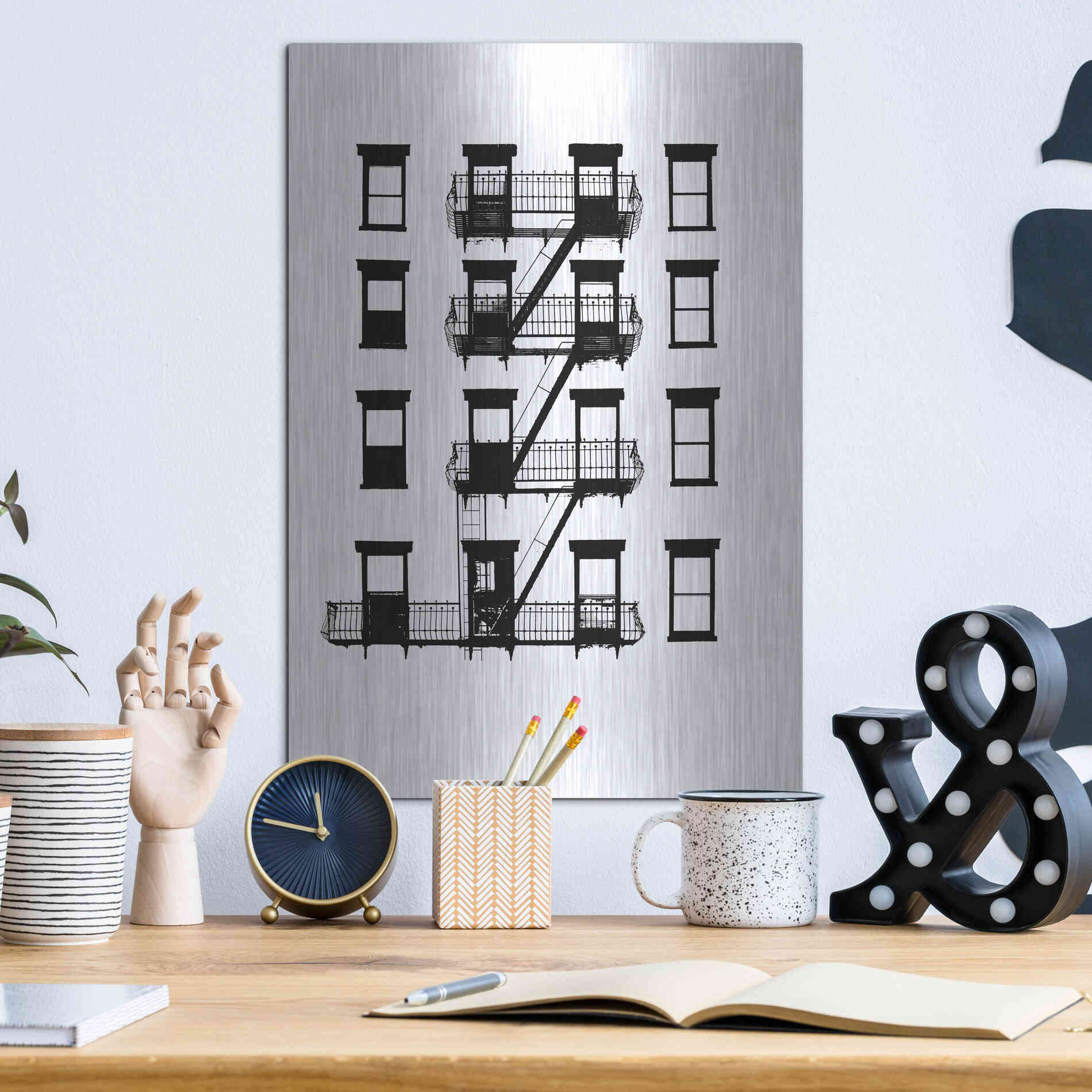 Luxe Metal Art 'NYC in Pure BandW VI' by Jeff Pica, Metal Wall Art,12x16