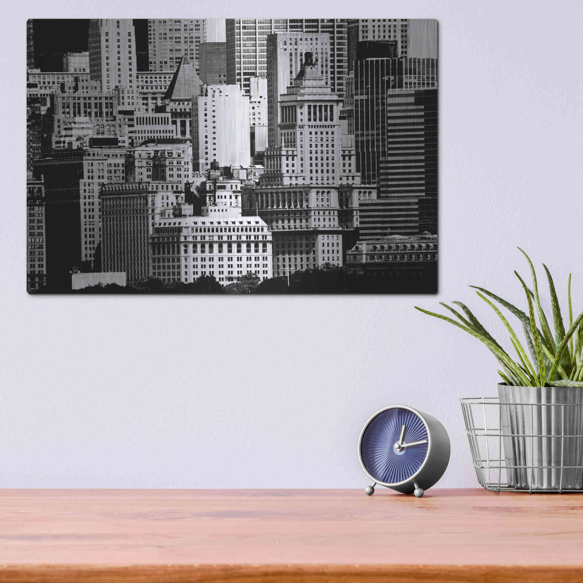 Luxe Metal Art 'NYC Skyline IX' by Jeff Pica, Metal Wall Art,16x12