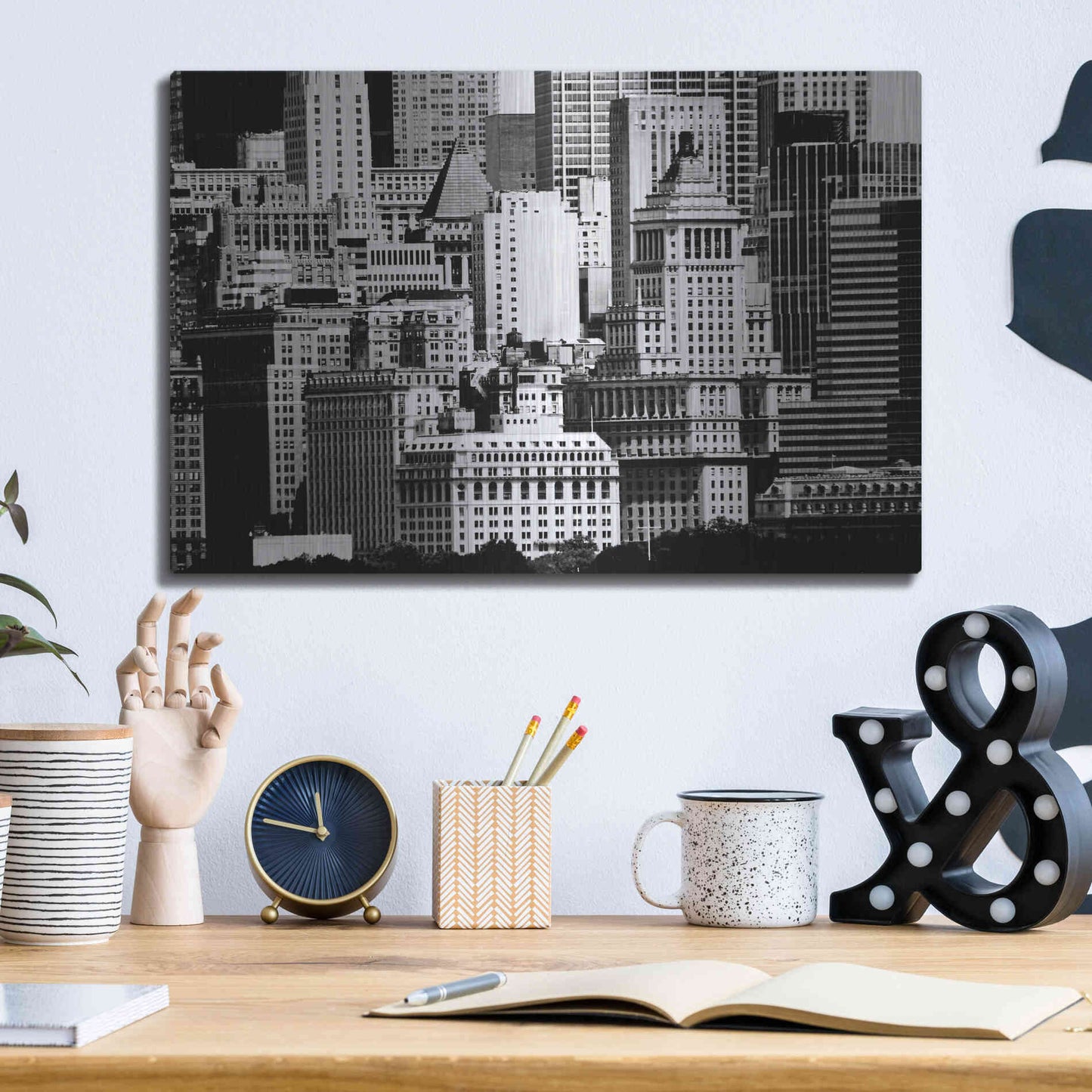 Luxe Metal Art 'NYC Skyline IX' by Jeff Pica, Metal Wall Art,16x12