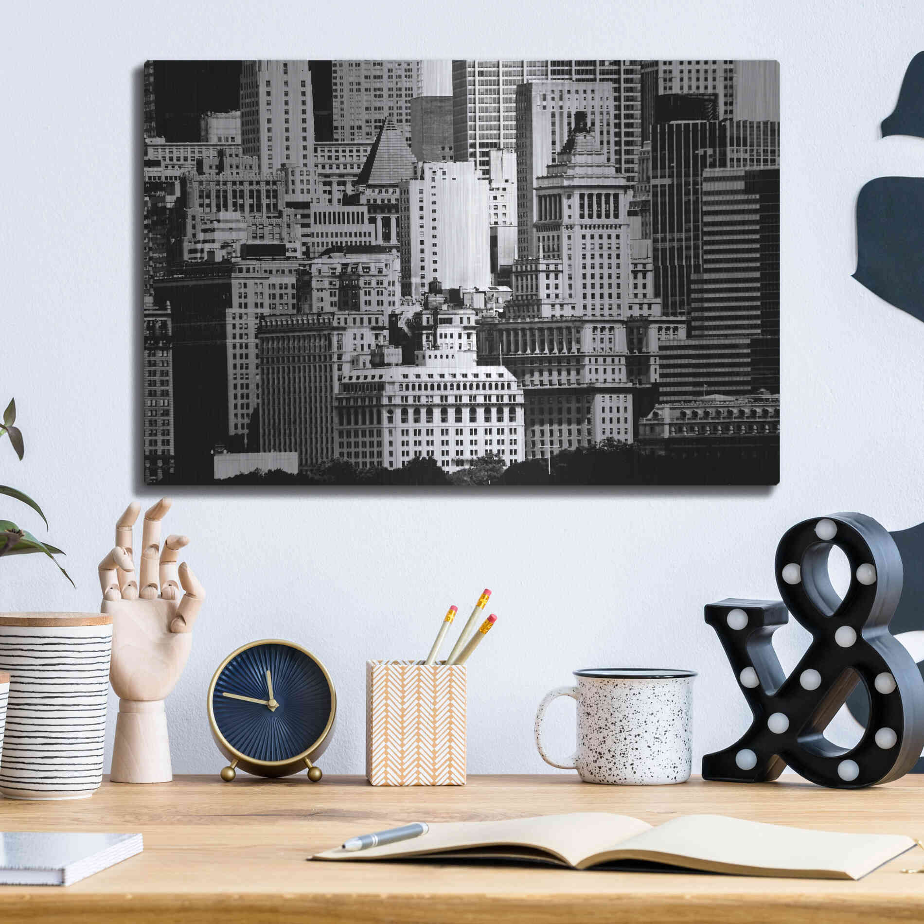 Luxe Metal Art 'NYC Skyline IX' by Jeff Pica, Metal Wall Art,16x12