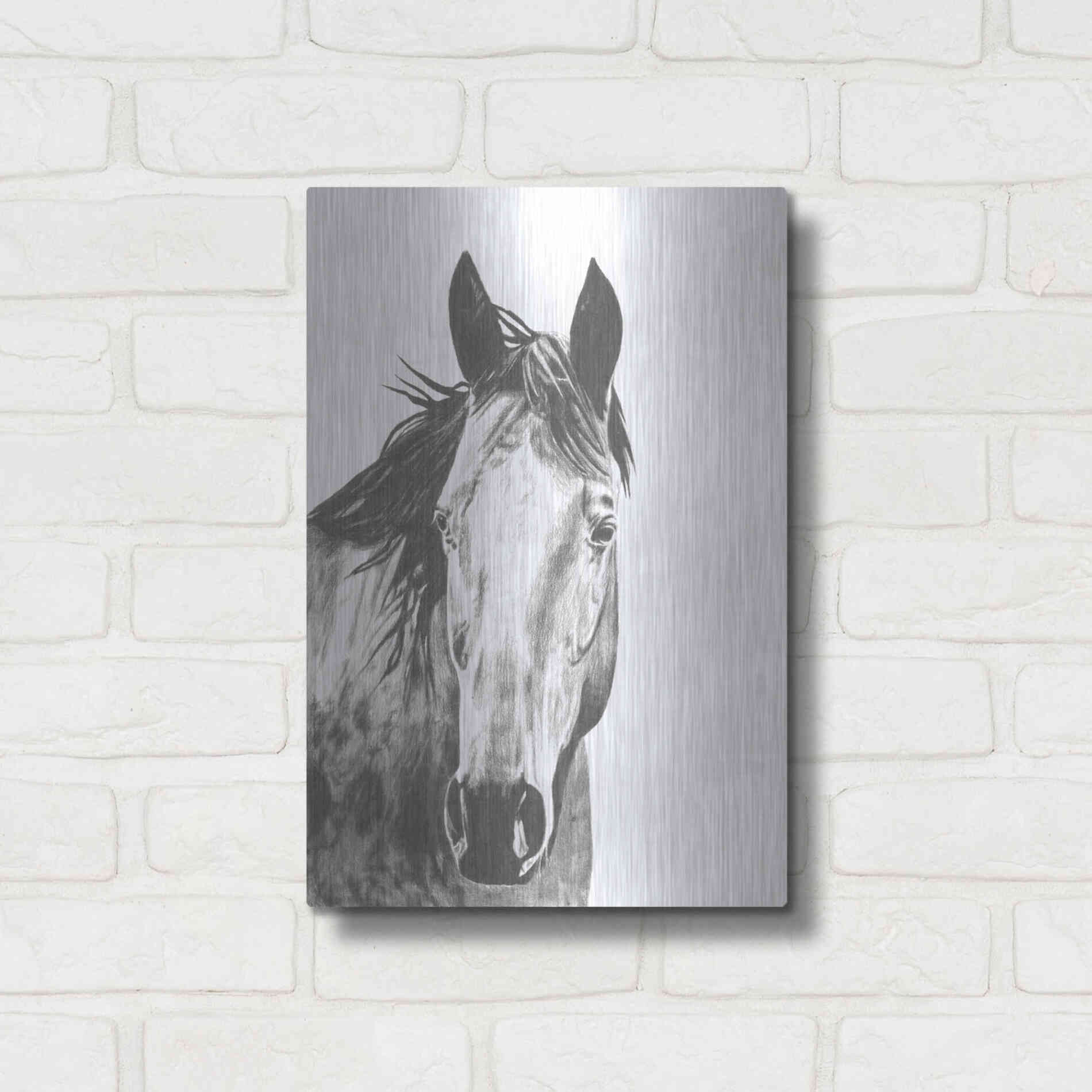 Luxe Metal Art 'Wildlife Snapshot Horse I' by Naomi McCavitt, Metal Wall Art,12x16