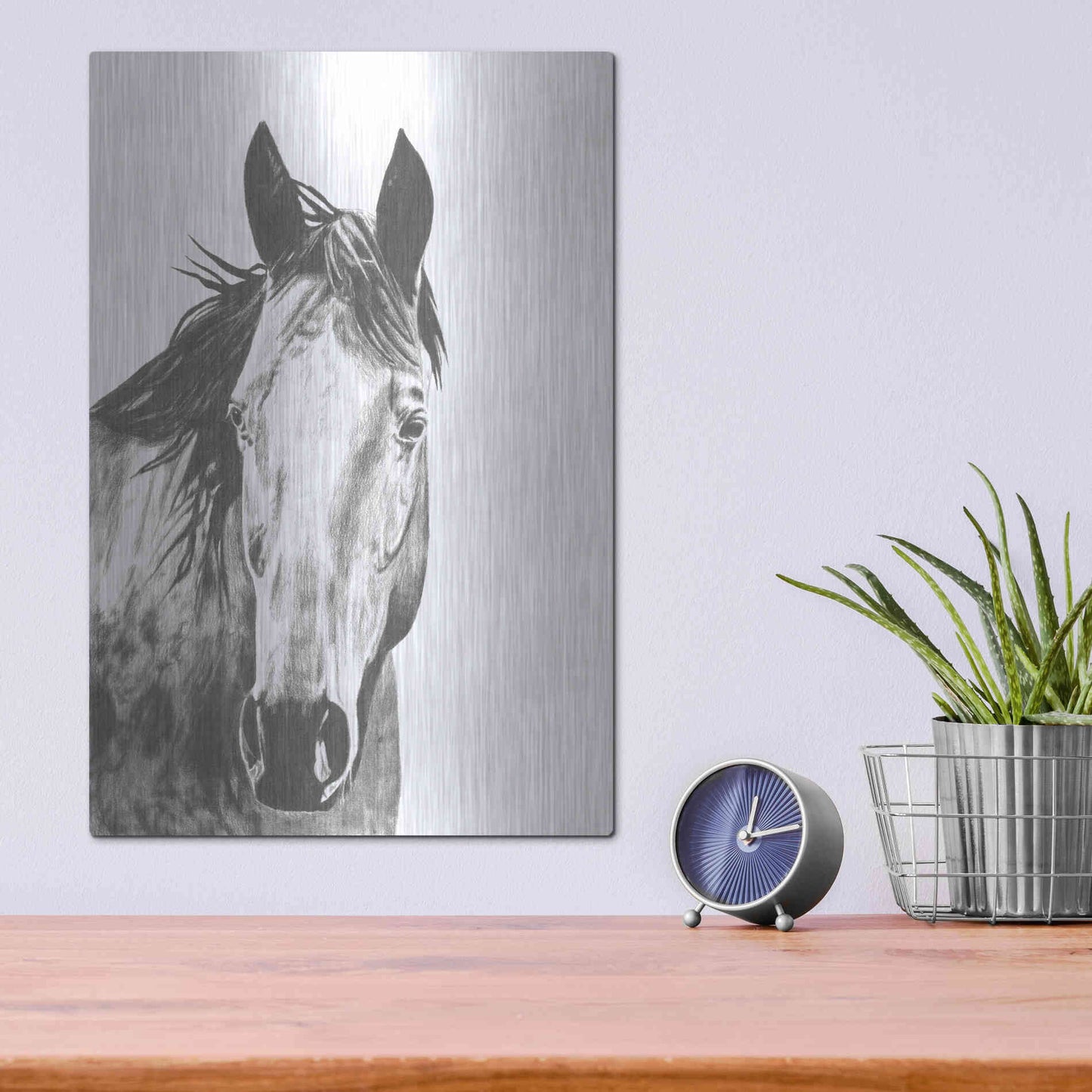 Luxe Metal Art 'Wildlife Snapshot Horse I' by Naomi McCavitt, Metal Wall Art,12x16