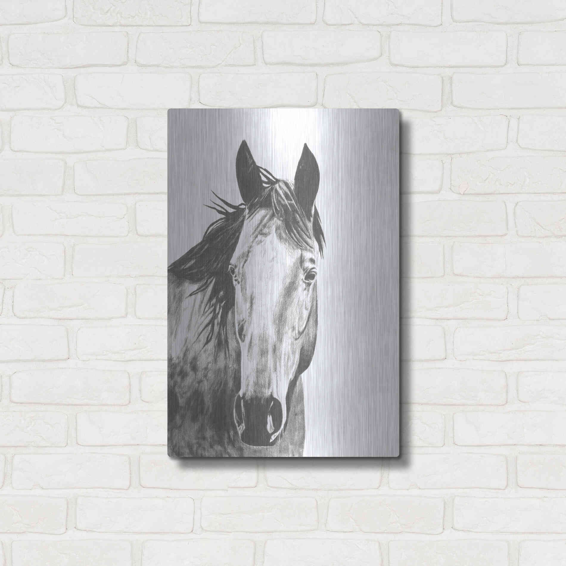 Luxe Metal Art 'Wildlife Snapshot Horse I' by Naomi McCavitt, Metal Wall Art,16x24