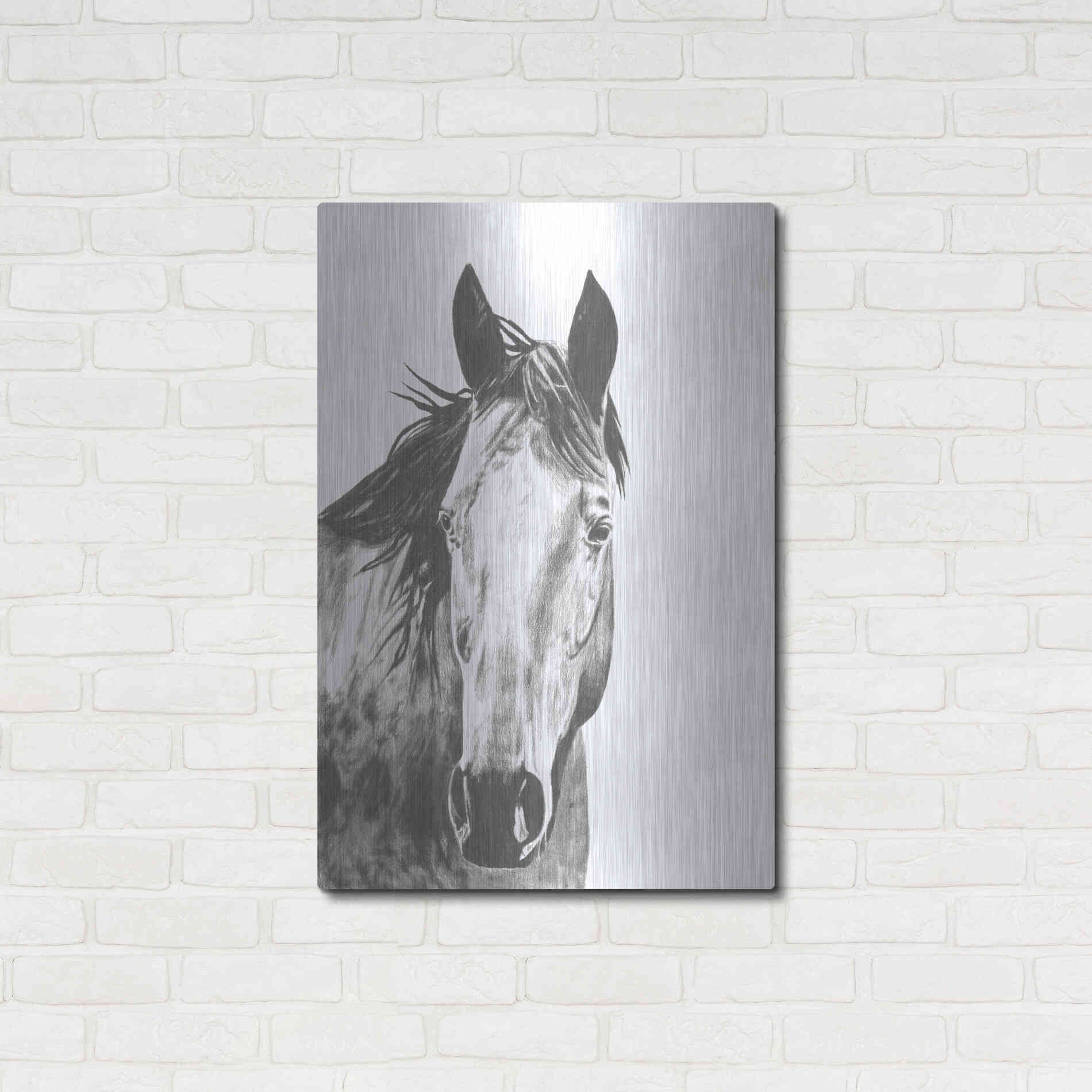 Luxe Metal Art 'Wildlife Snapshot Horse I' by Naomi McCavitt, Metal Wall Art,24x36