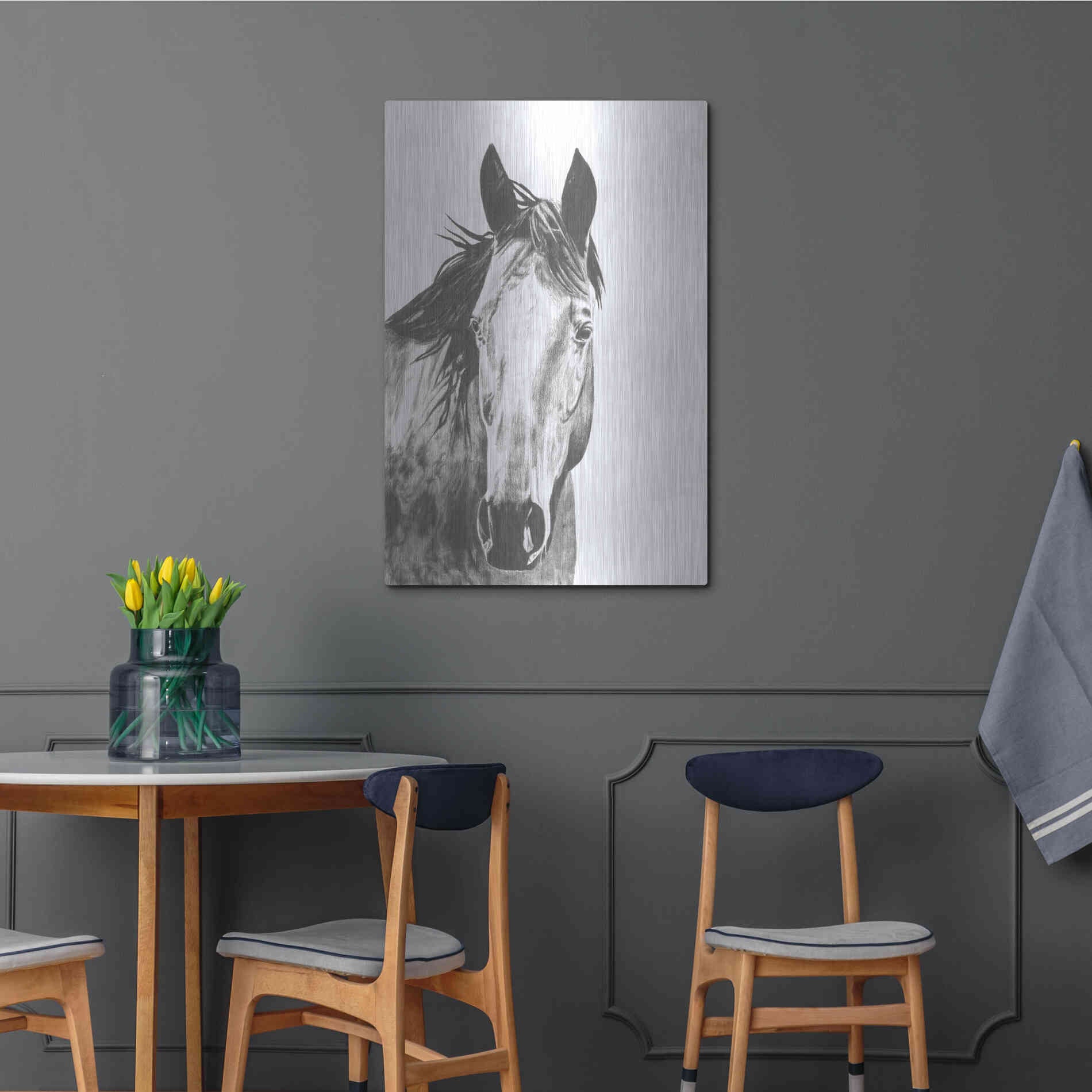 Luxe Metal Art 'Wildlife Snapshot Horse I' by Naomi McCavitt, Metal Wall Art,24x36