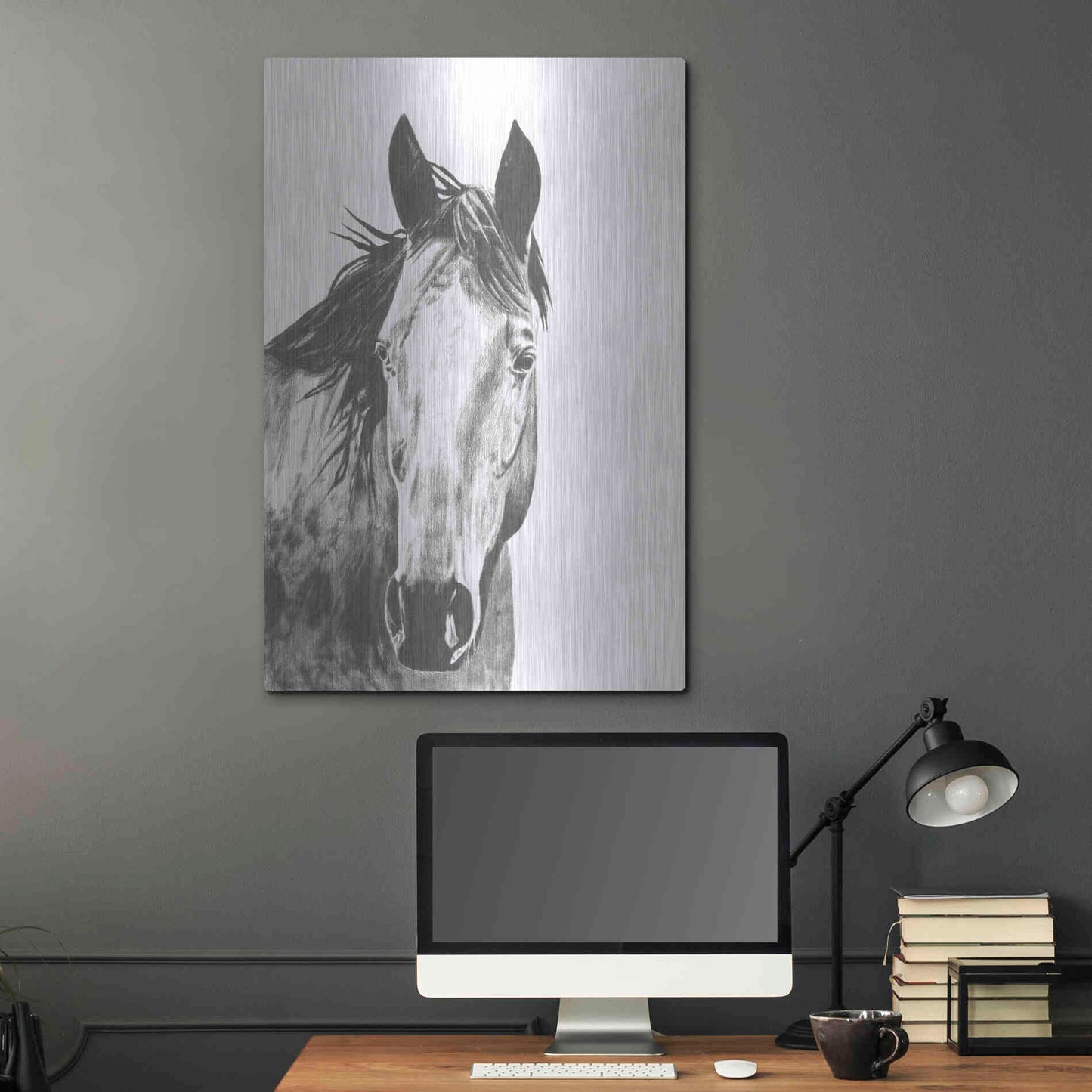 Luxe Metal Art 'Wildlife Snapshot Horse I' by Naomi McCavitt, Metal Wall Art,24x36