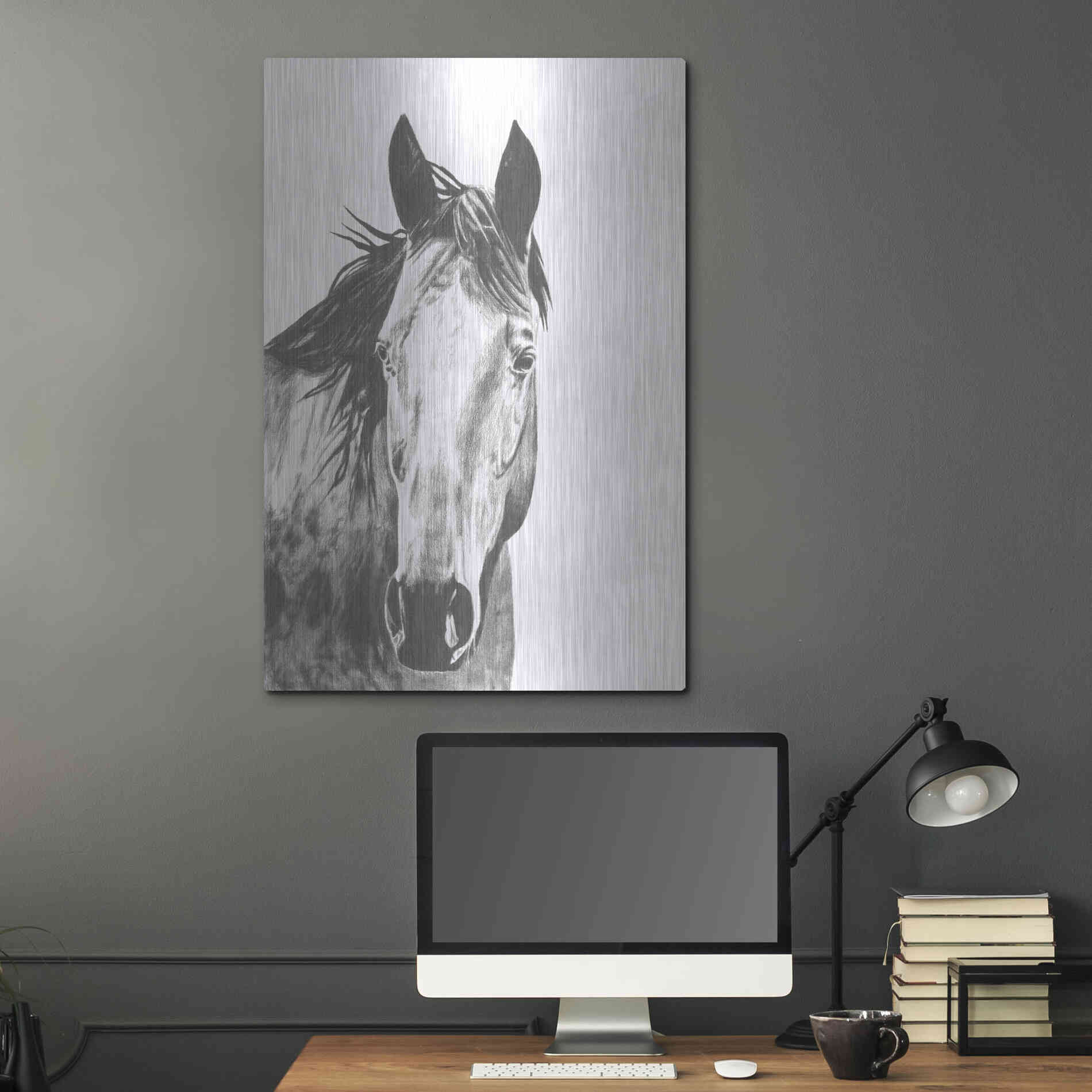 Luxe Metal Art 'Wildlife Snapshot Horse I' by Naomi McCavitt, Metal Wall Art,24x36