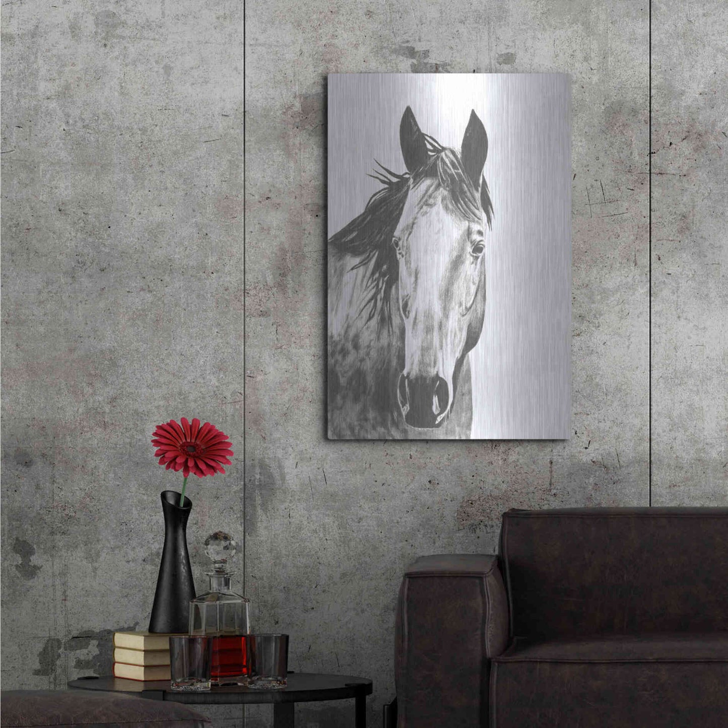 Luxe Metal Art 'Wildlife Snapshot Horse I' by Naomi McCavitt, Metal Wall Art,24x36