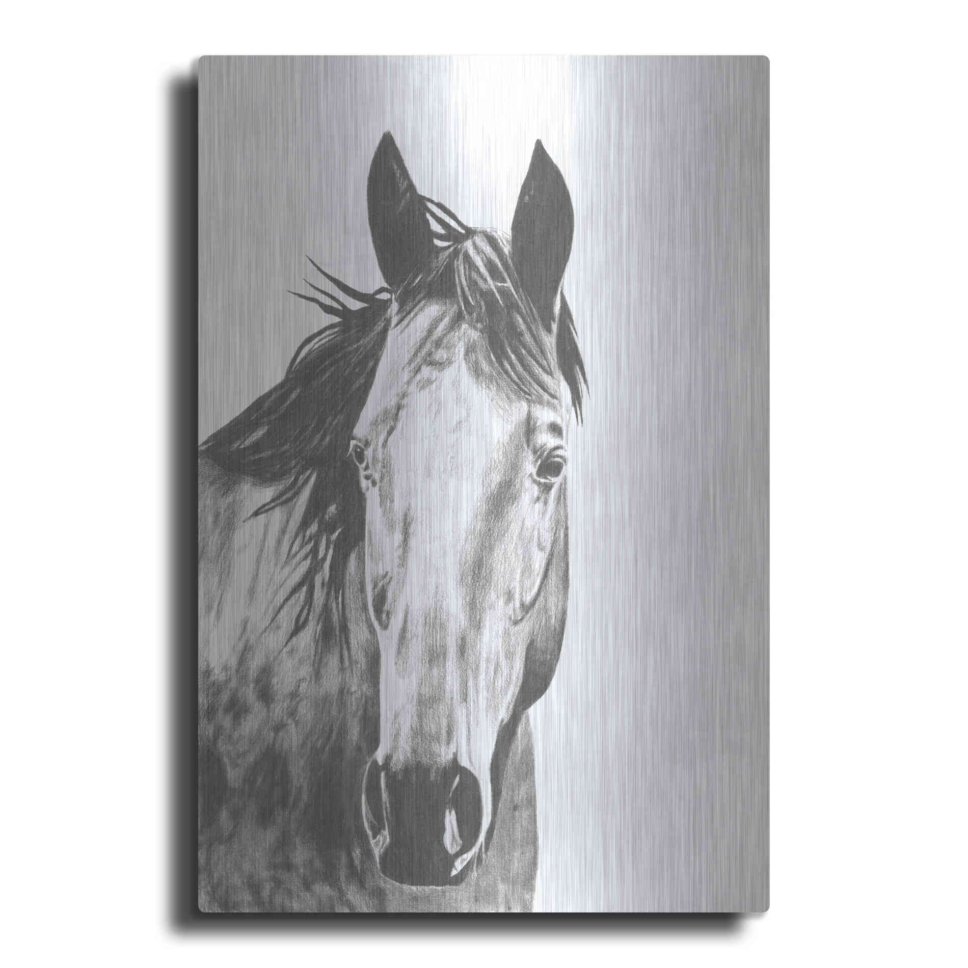 Luxe Metal Art 'Wildlife Snapshot Horse I' by Naomi McCavitt, Metal Wall Art