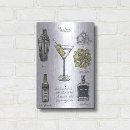 Luxe Metal Art 'Classic Cocktail-Martini' by Naomi McCavitt, Metal Wall Art,12x16