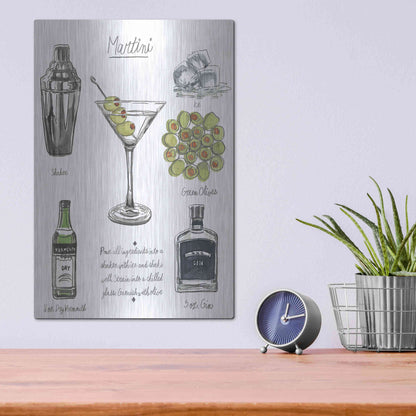 Luxe Metal Art 'Classic Cocktail-Martini' by Naomi McCavitt, Metal Wall Art,12x16