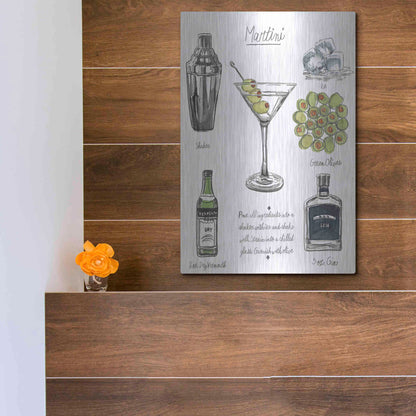 Luxe Metal Art 'Classic Cocktail-Martini' by Naomi McCavitt, Metal Wall Art,12x16