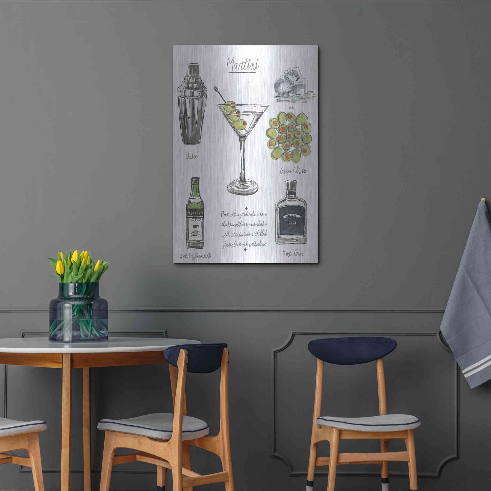 Luxe Metal Art 'Classic Cocktail-Martini' by Naomi McCavitt, Metal Wall Art,24x36