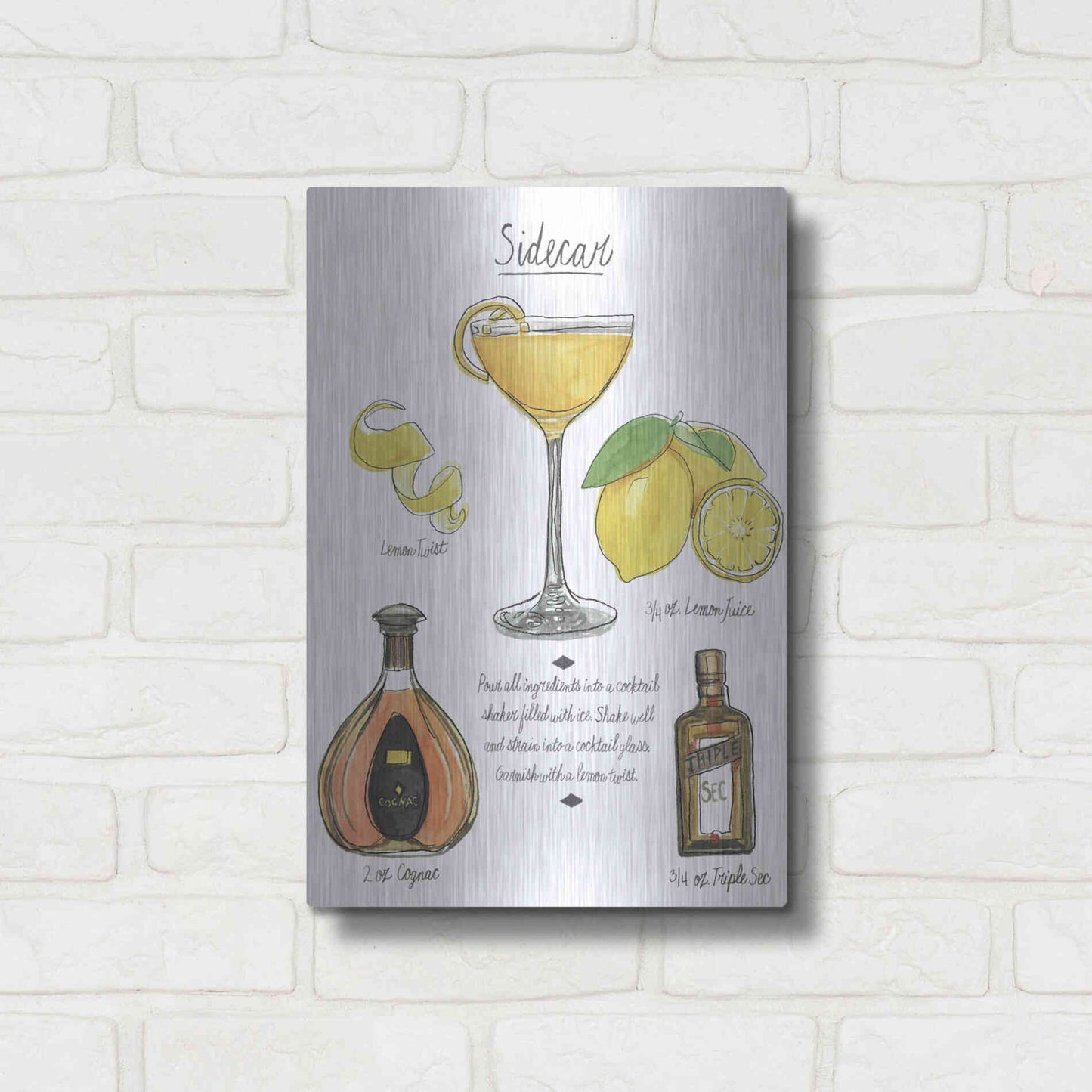 Luxe Metal Art 'Classic Cocktail-Sidecar' by Naomi McCavitt, Metal Wall Art,12x16
